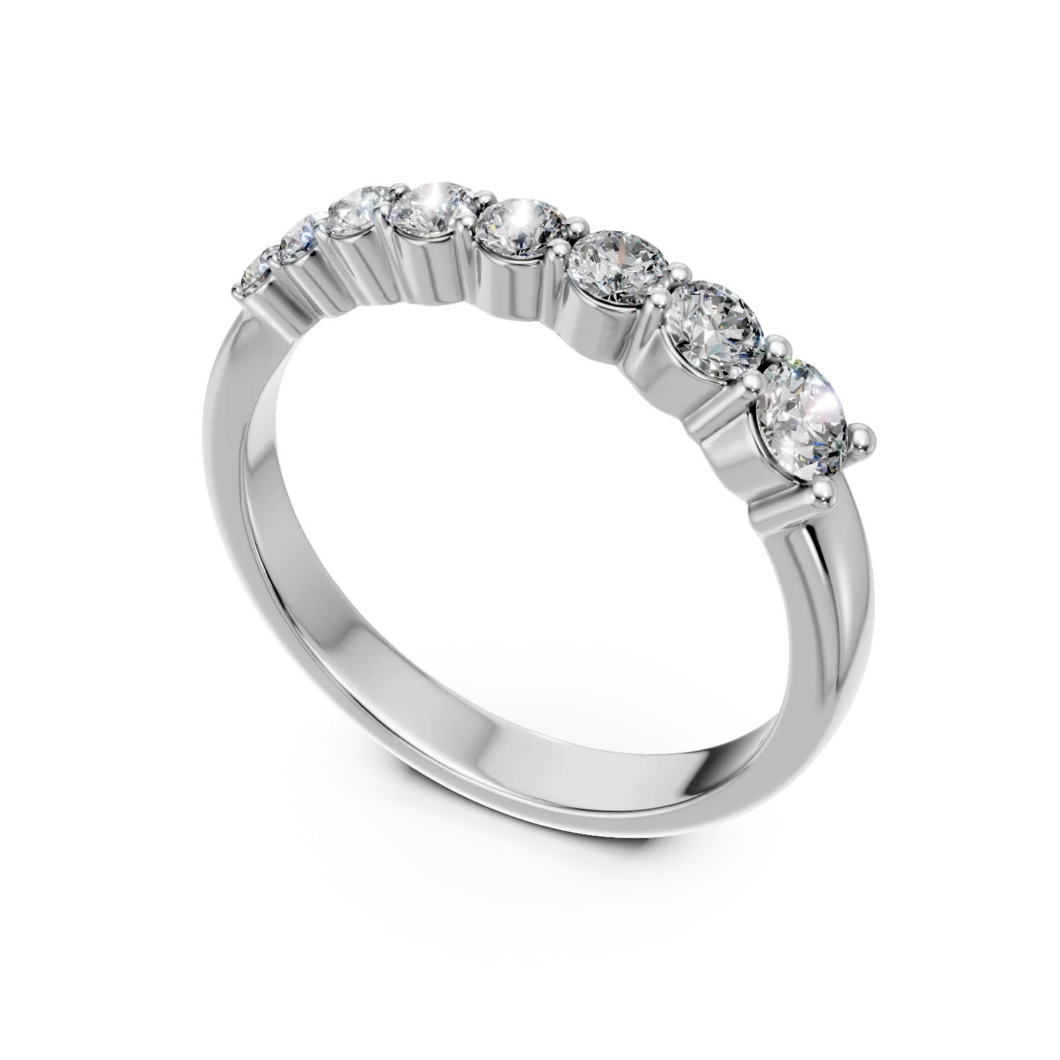 Inel semi eternity din aur alb cu diamante de 0.5ct create in laborator