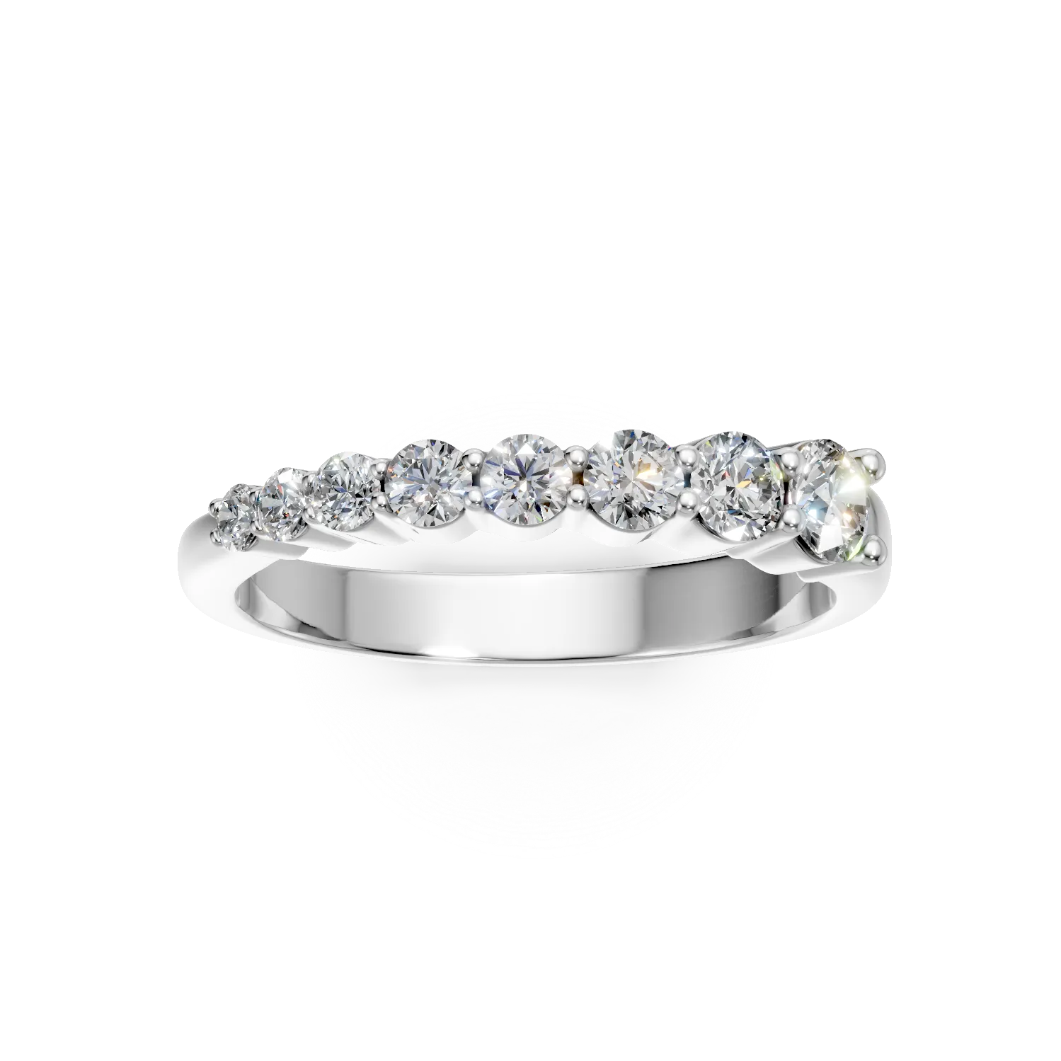 Inel semi eternity din aur alb cu diamante de 0.5ct create in laborator