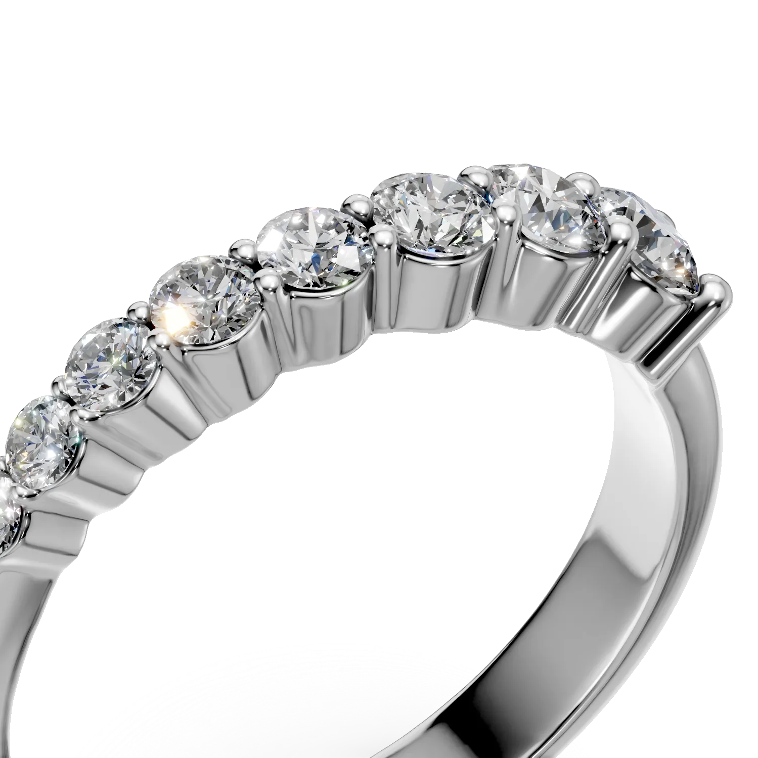 Inel semi eternity din aur alb cu diamante de 0.5ct create in laborator