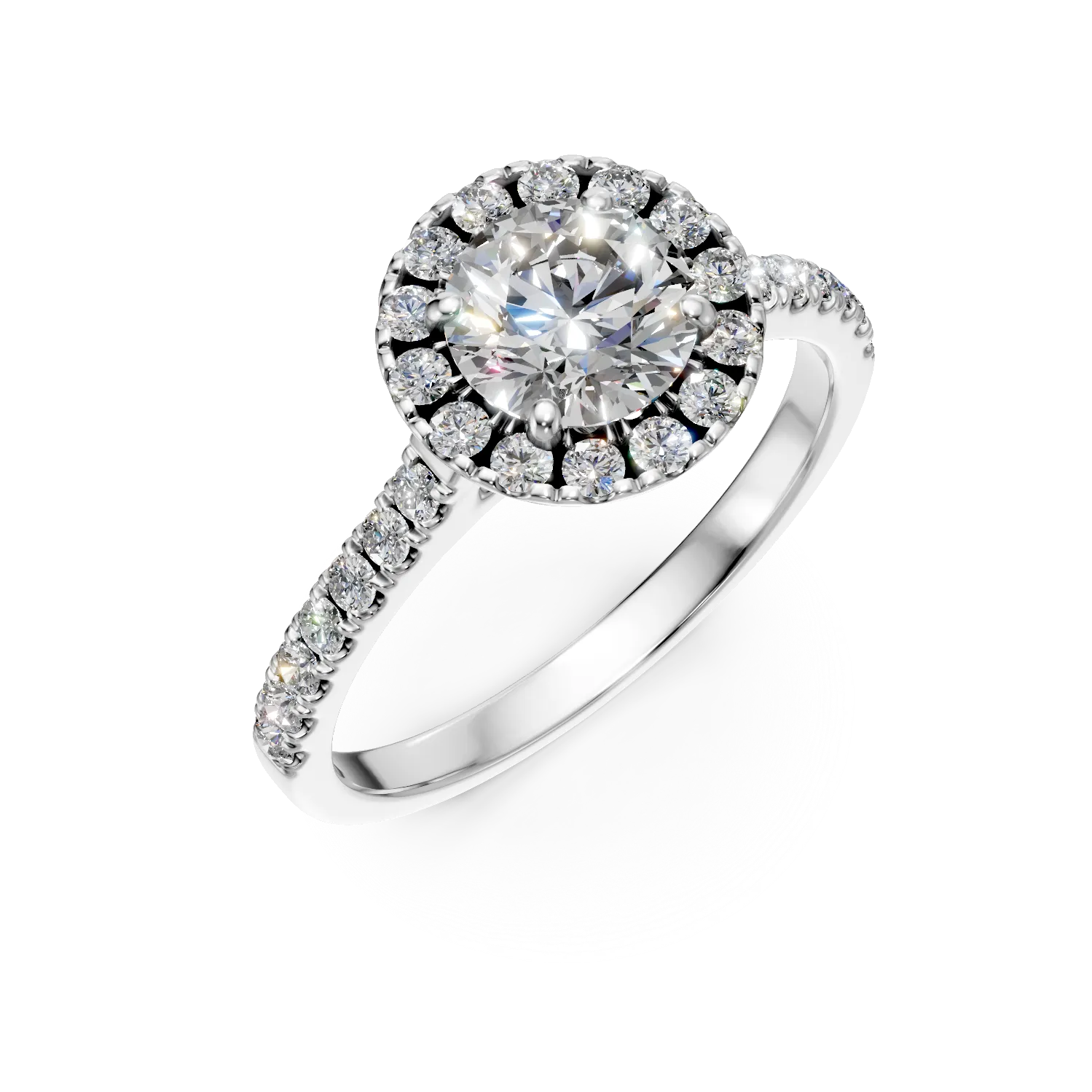 Inel din aur alb cu diamante de 1.5ct create in laborator
