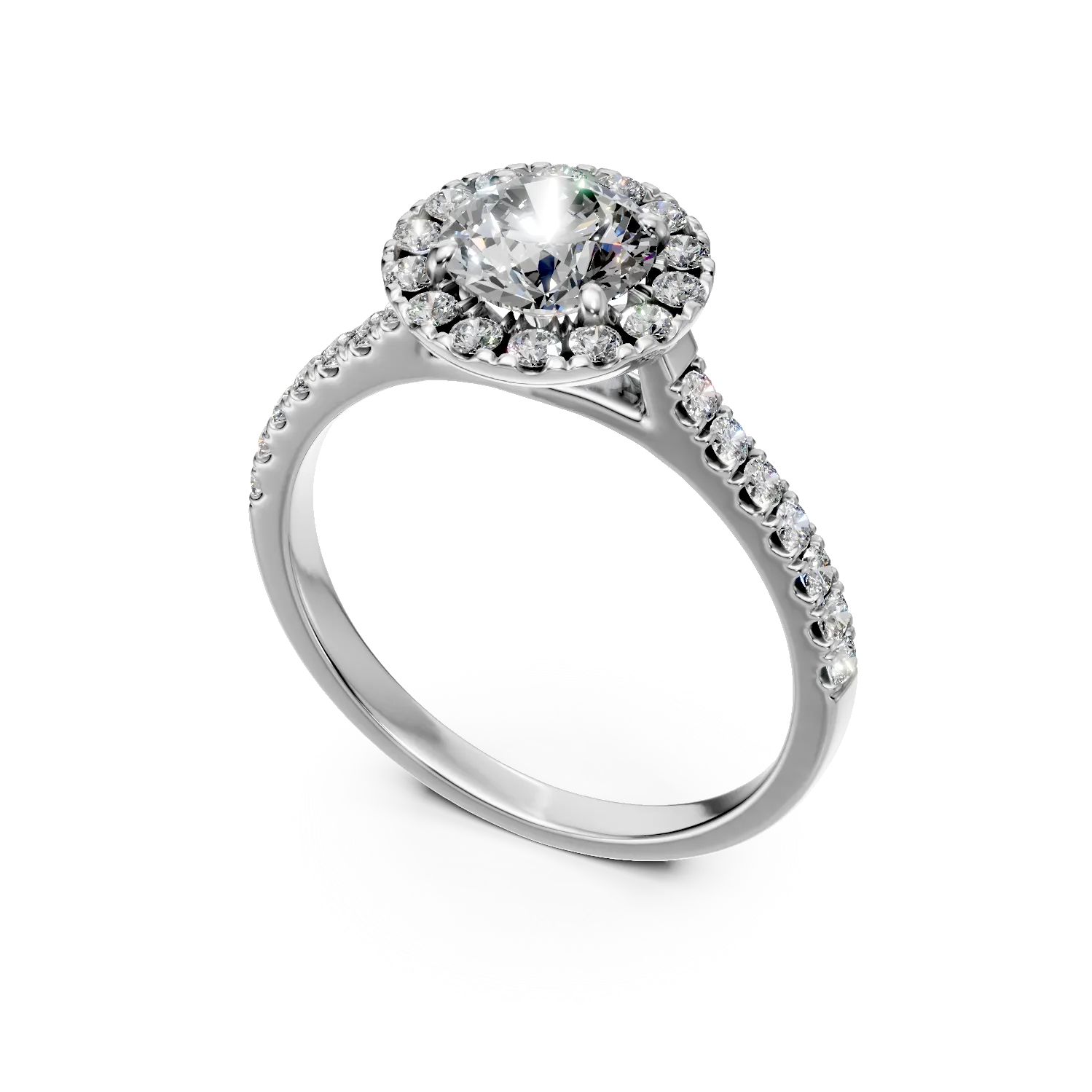 Inel din aur alb cu diamante de 1.5ct create in laborator