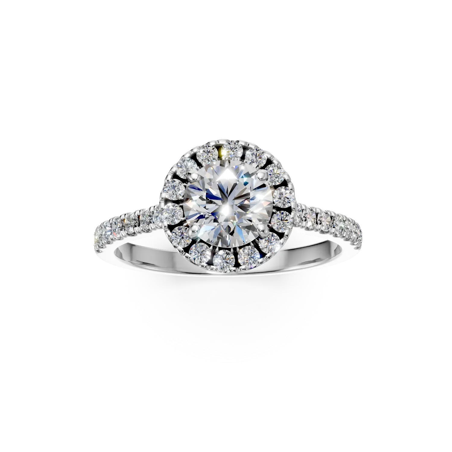 Inel din aur alb cu diamante de 1.5ct create in laborator