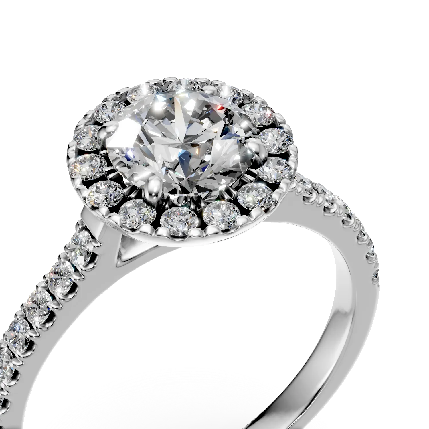 Inel din aur alb cu diamante de 1.5ct create in laborator