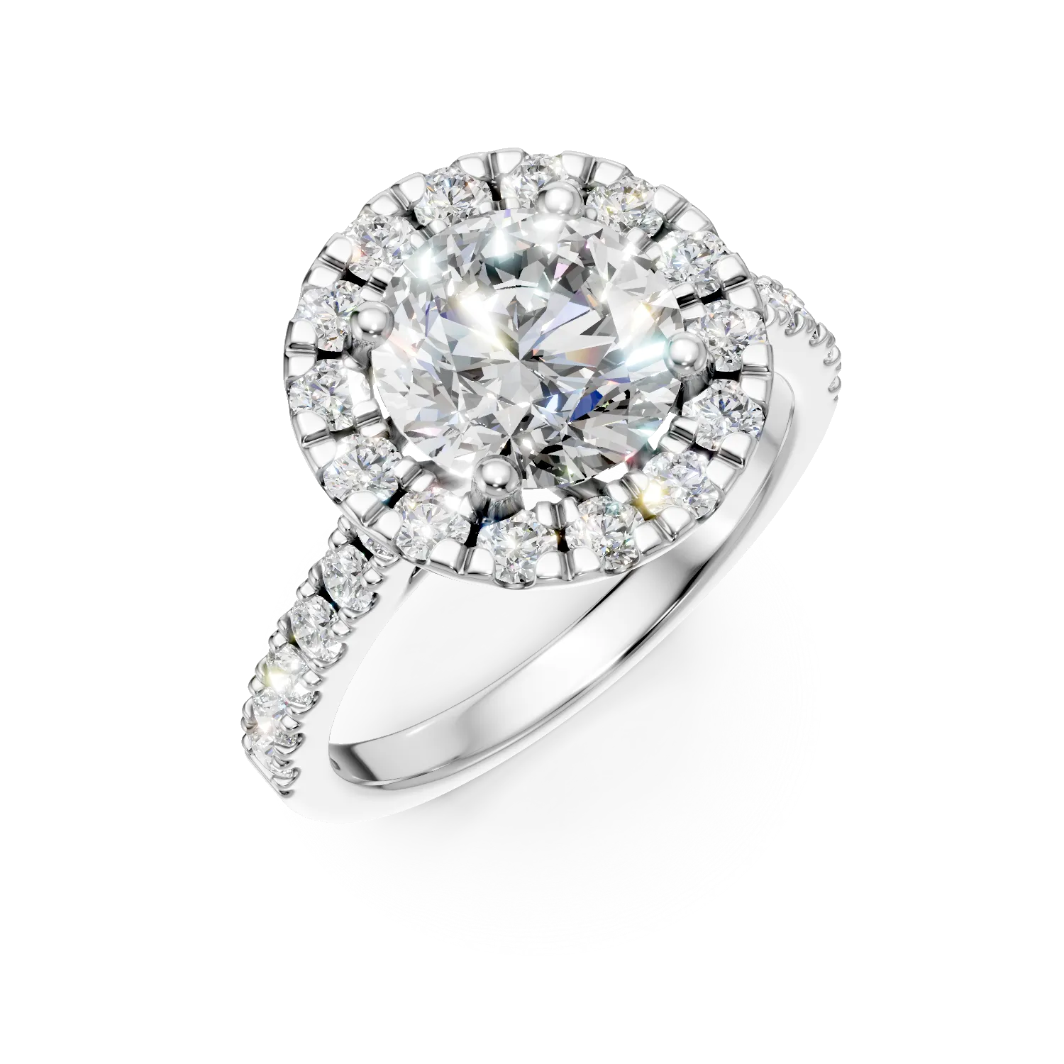 Inel din aur alb cu diamante de 2.1ct create in laborator