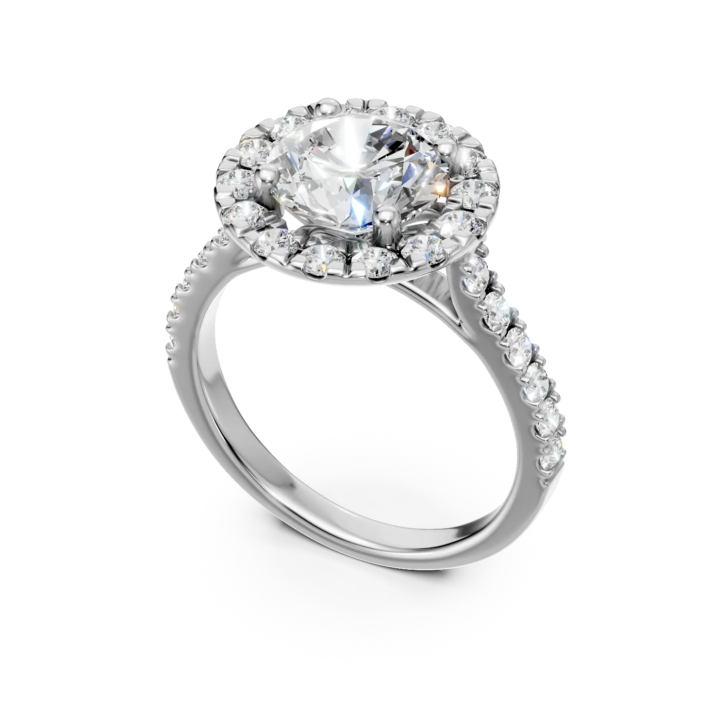 Inel din aur alb cu diamante de 2.1ct create in laborator