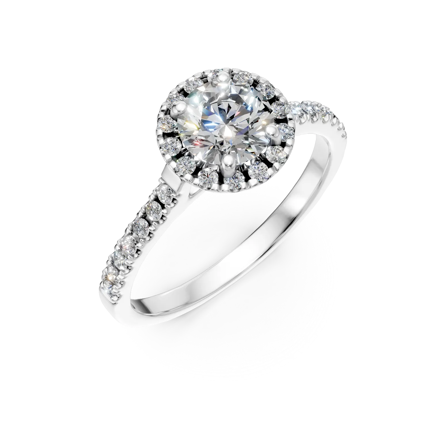 Inel din aur alb cu diamante de 0.6ct create in laborator