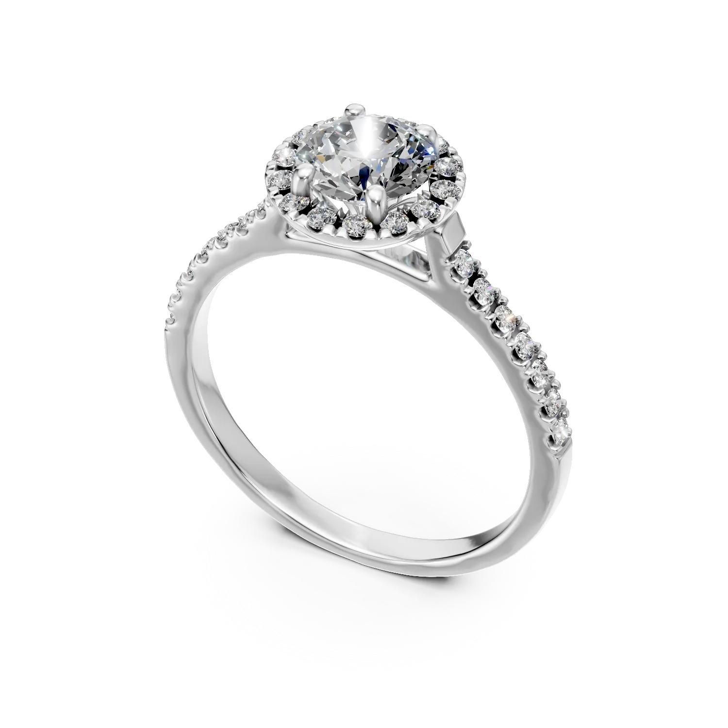 Inel din aur alb cu diamante de 0.6ct create in laborator