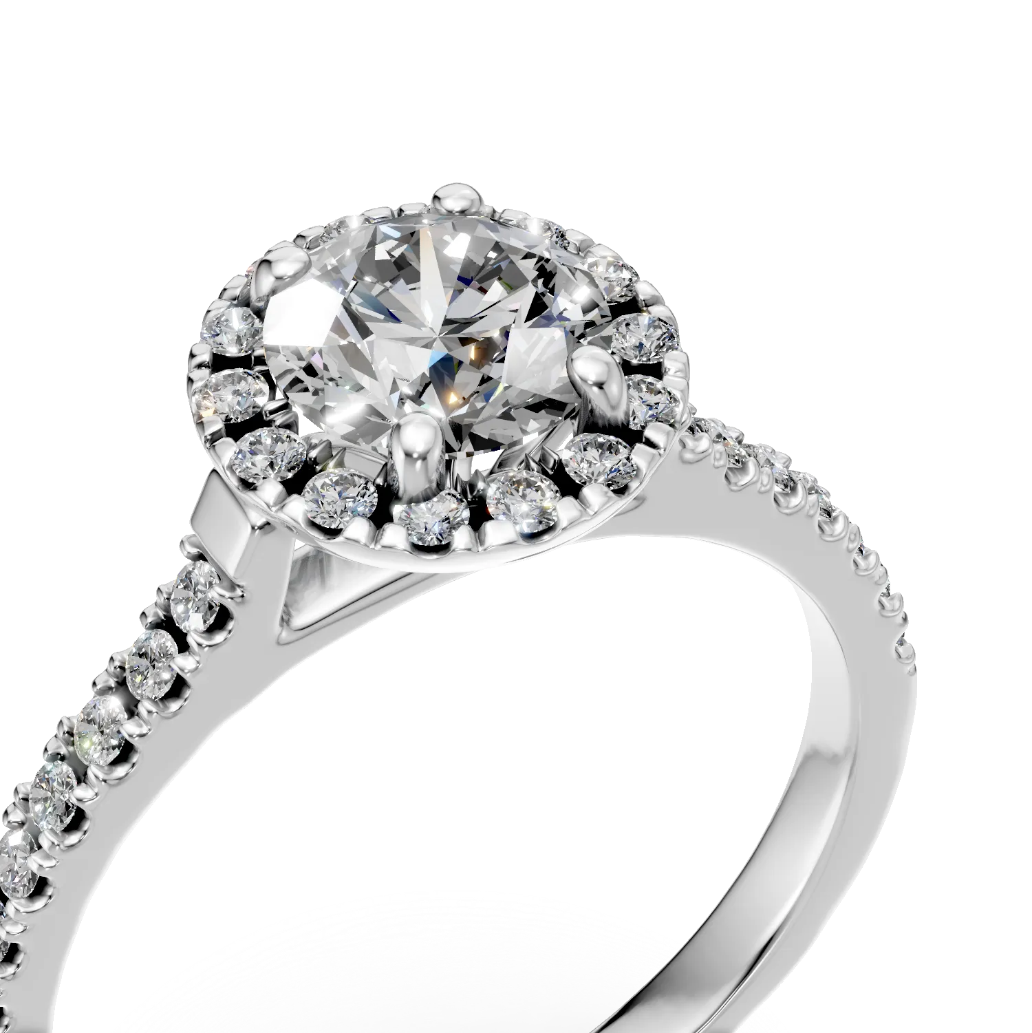 Inel din aur alb cu diamante de 0.6ct create in laborator