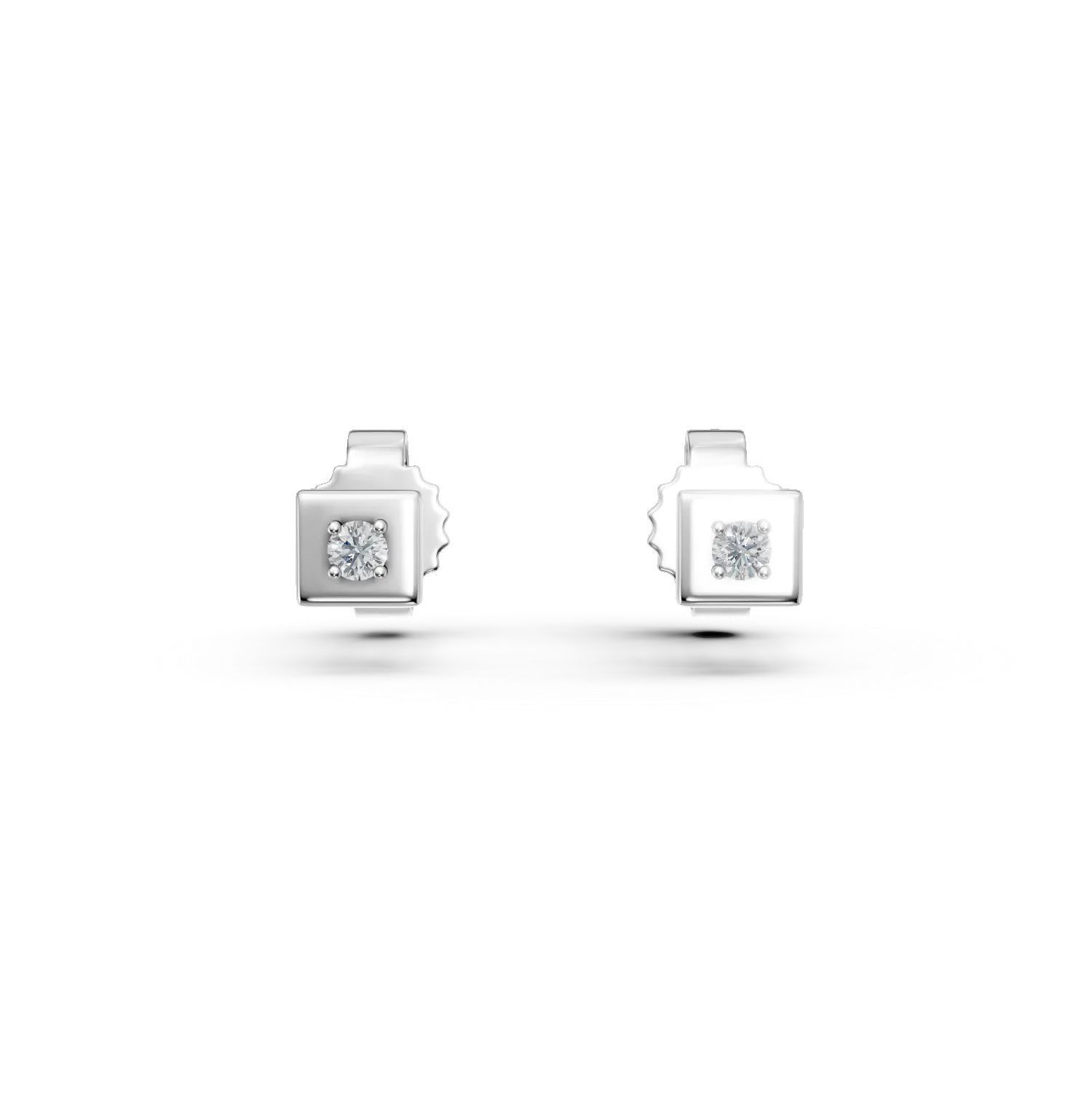 Cercei stud din aur alb cu diamante de 0.04ct create in laborator
