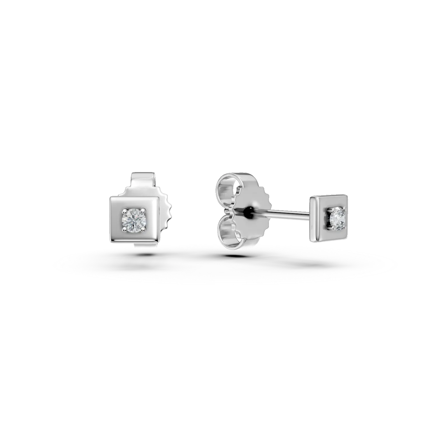 Cercei stud din aur alb cu diamante de 0.04ct create in laborator