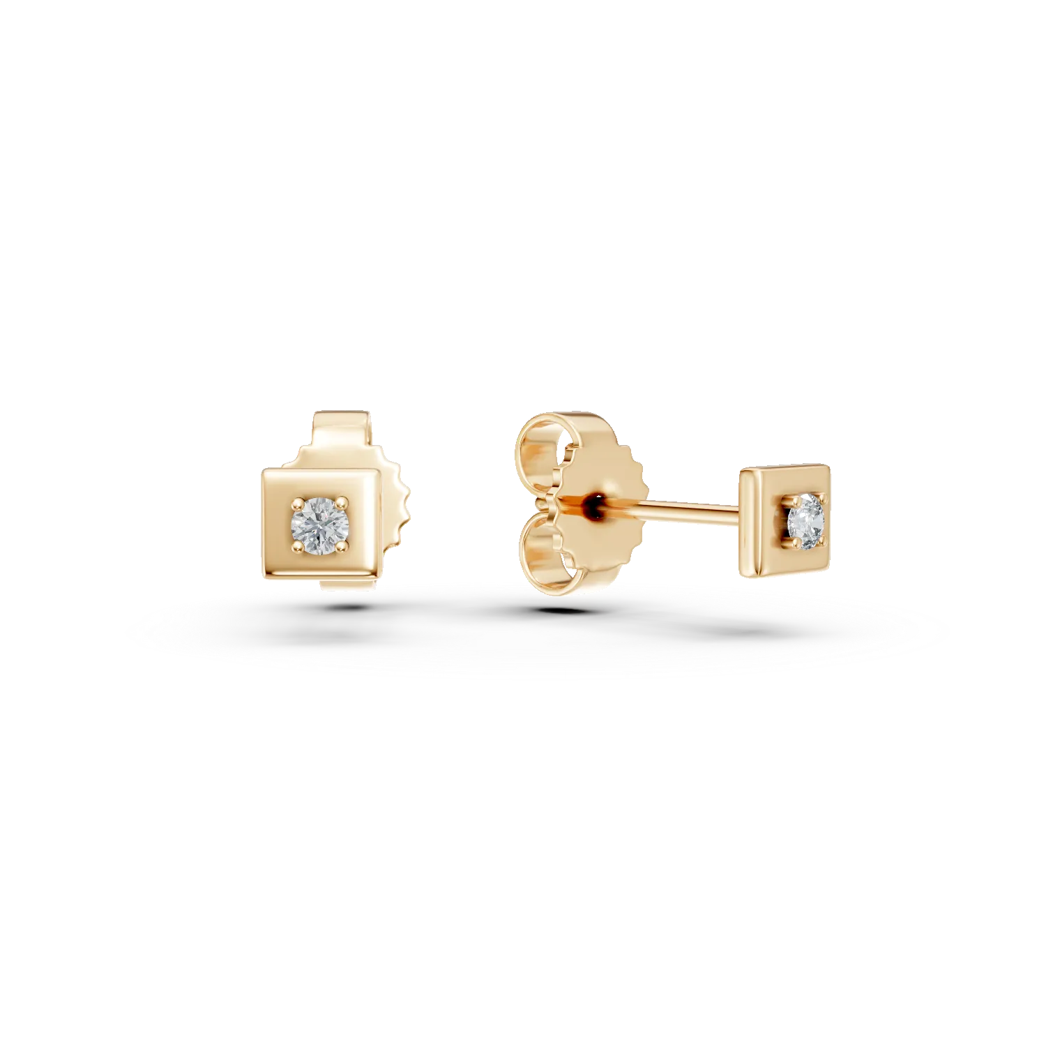 Cercei stud din aur galben cu diamante de 0.04ct create in laborator
