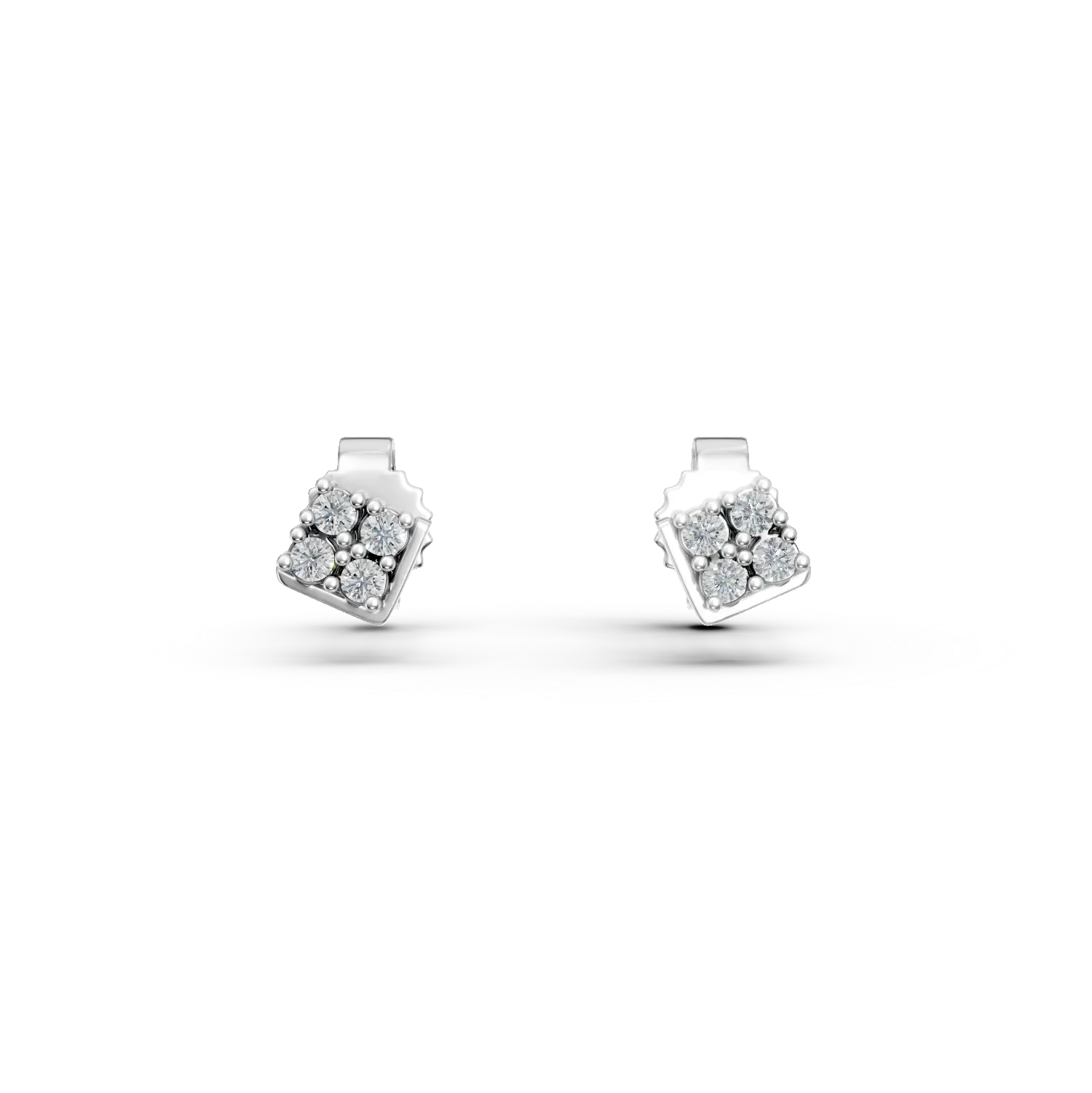 Cercei stud din aur alb cu diamante de 0.1ct create in laborator