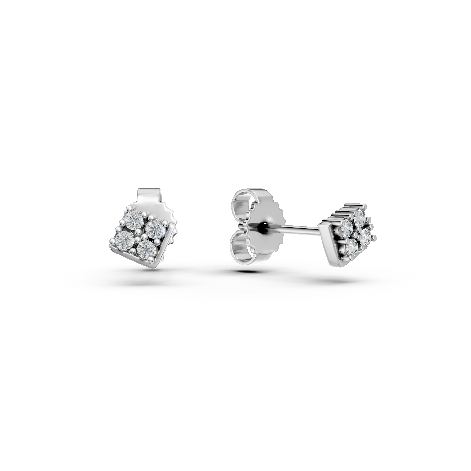 Cercei stud din aur alb cu diamante de 0.1ct create in laborator