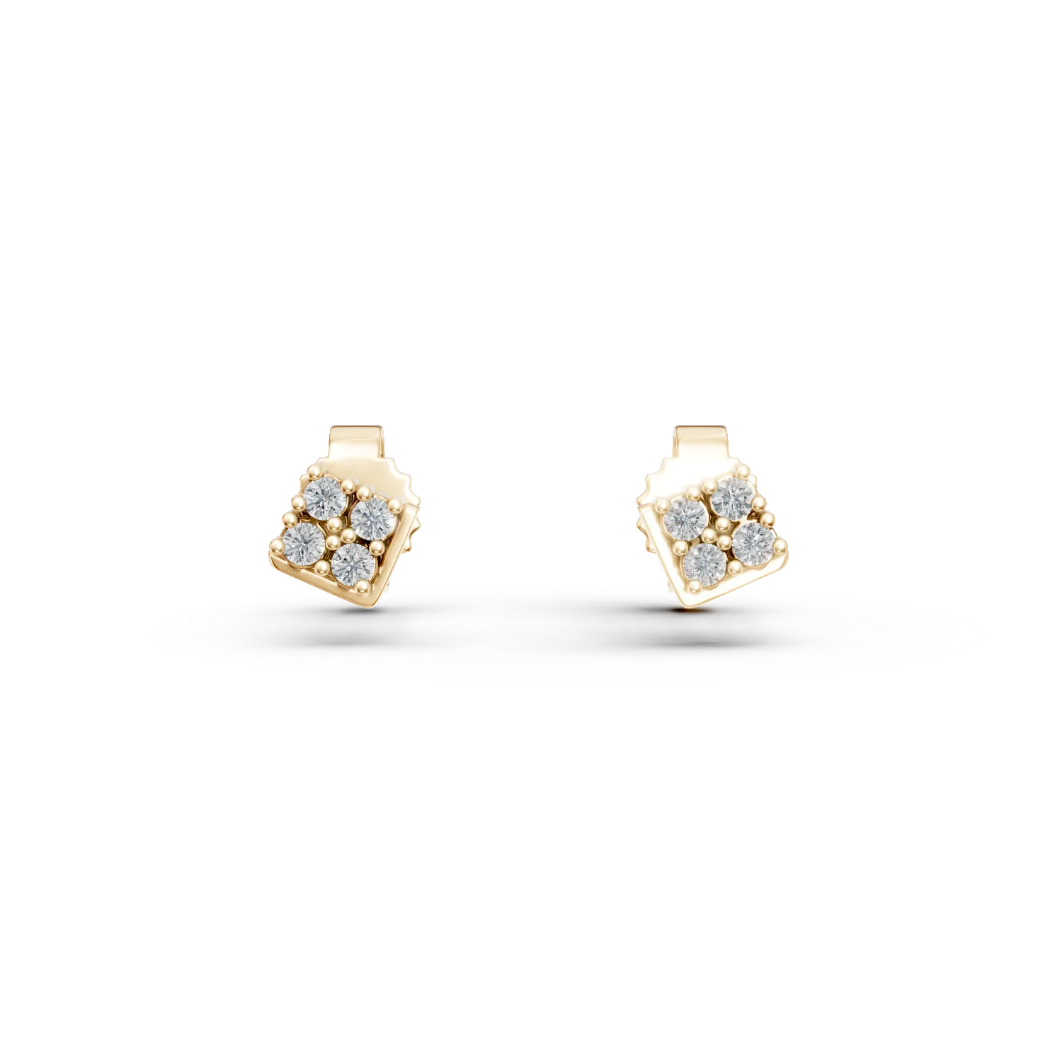 Cercei stud din aur galben cu diamante de 0.1ct create in laborator