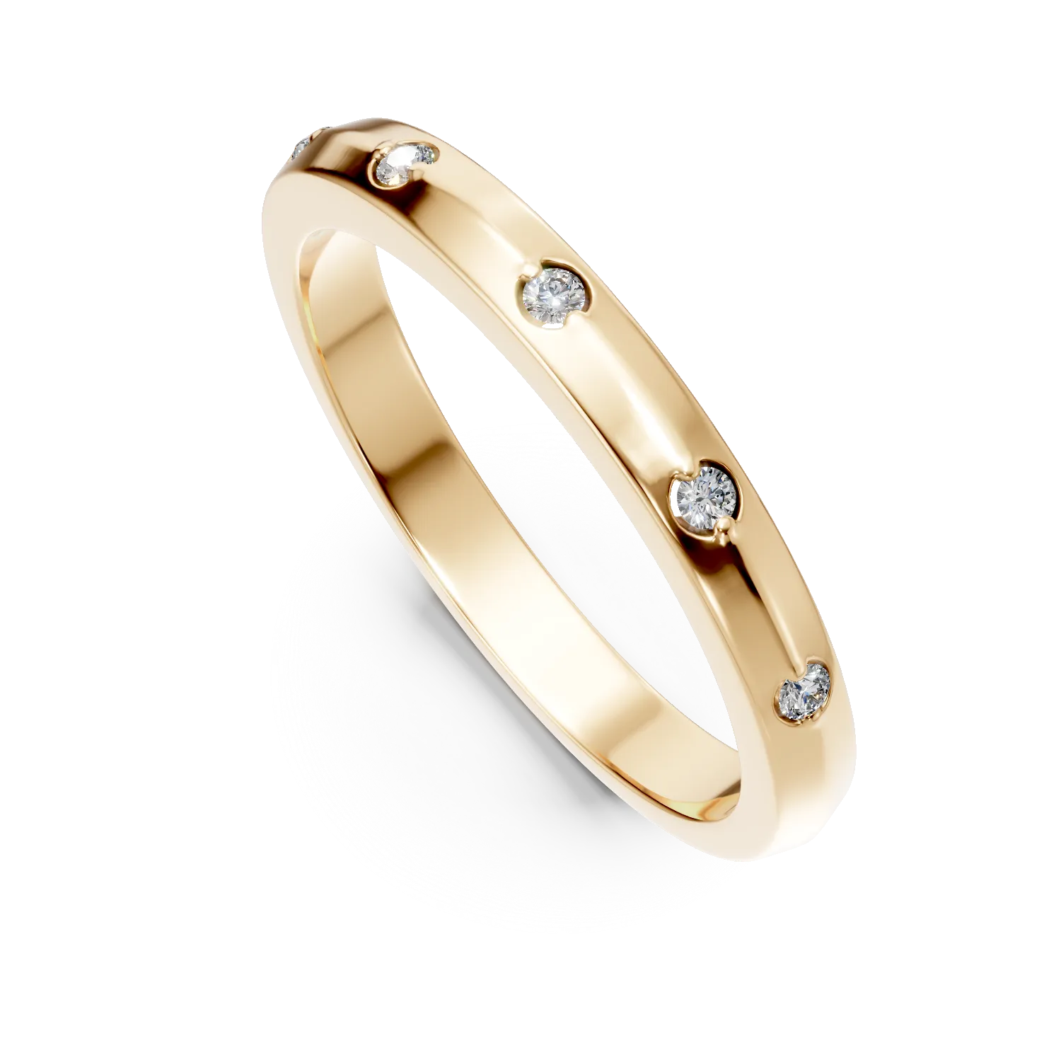 Inel din aur galben cu diamante de 0.04ct create in laborator