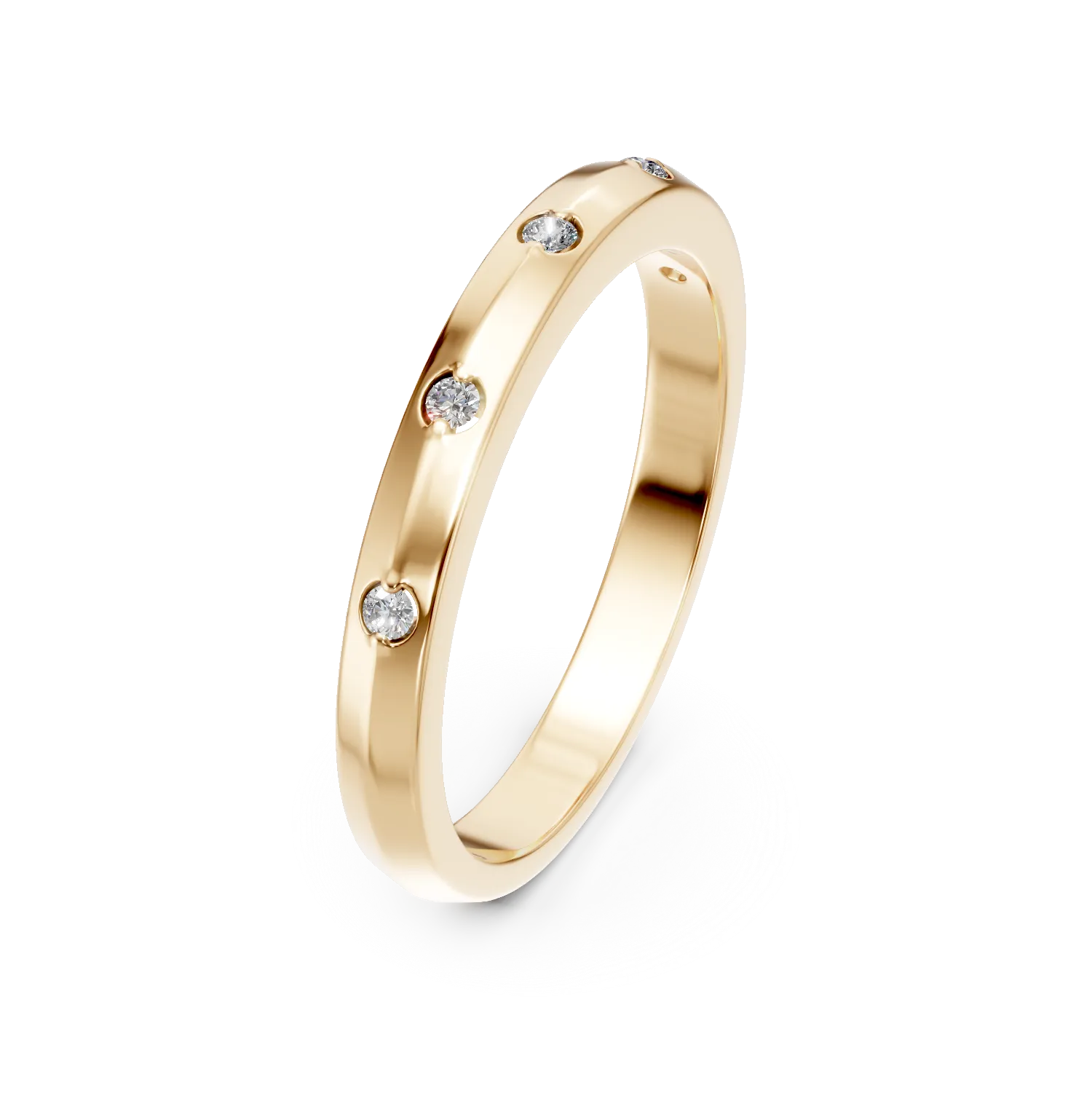 Inel din aur galben cu diamante de 0.04ct create in laborator