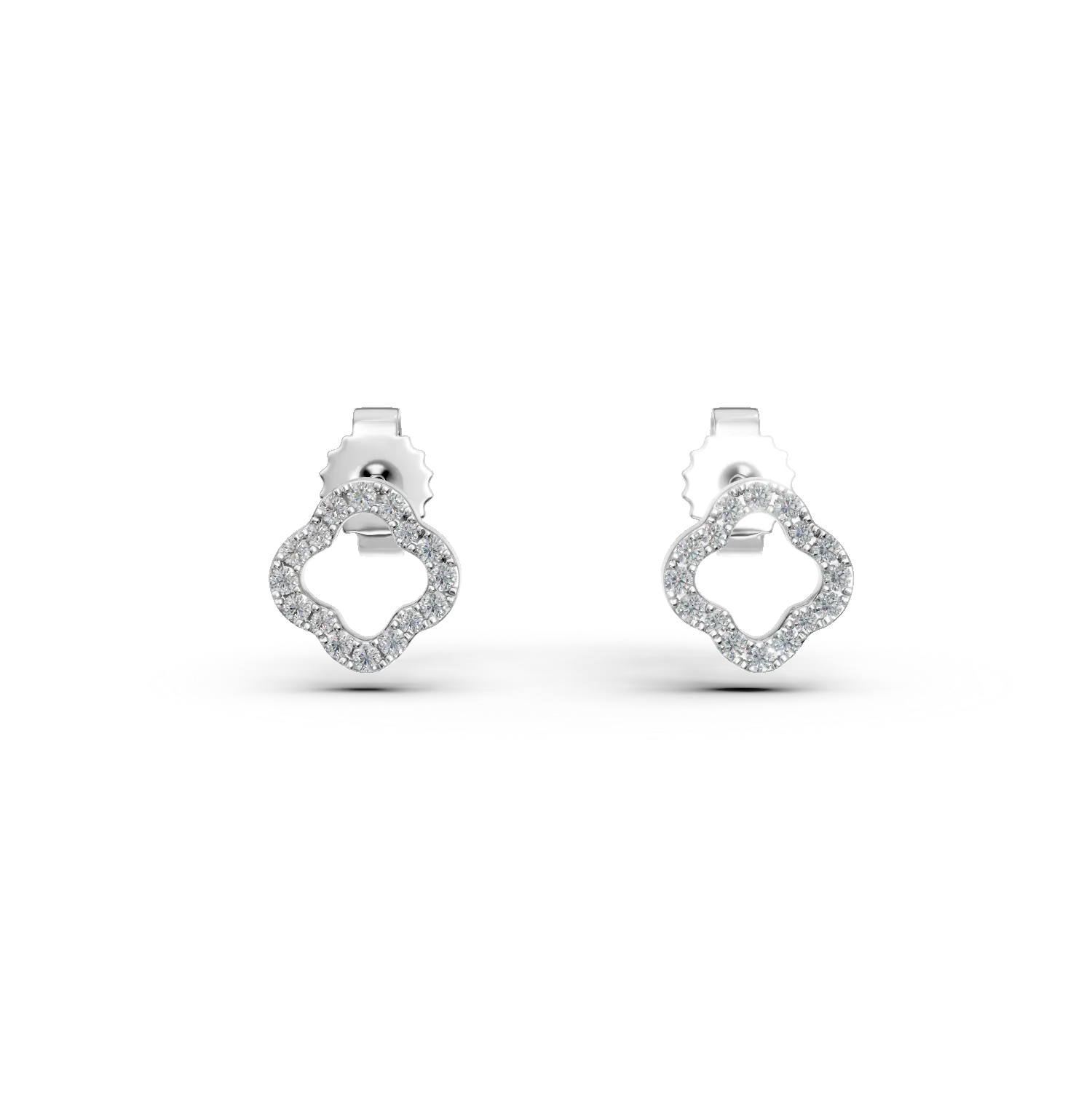 Cercei geometrici din aur alb cu diamante de 0.2ct create in laborator