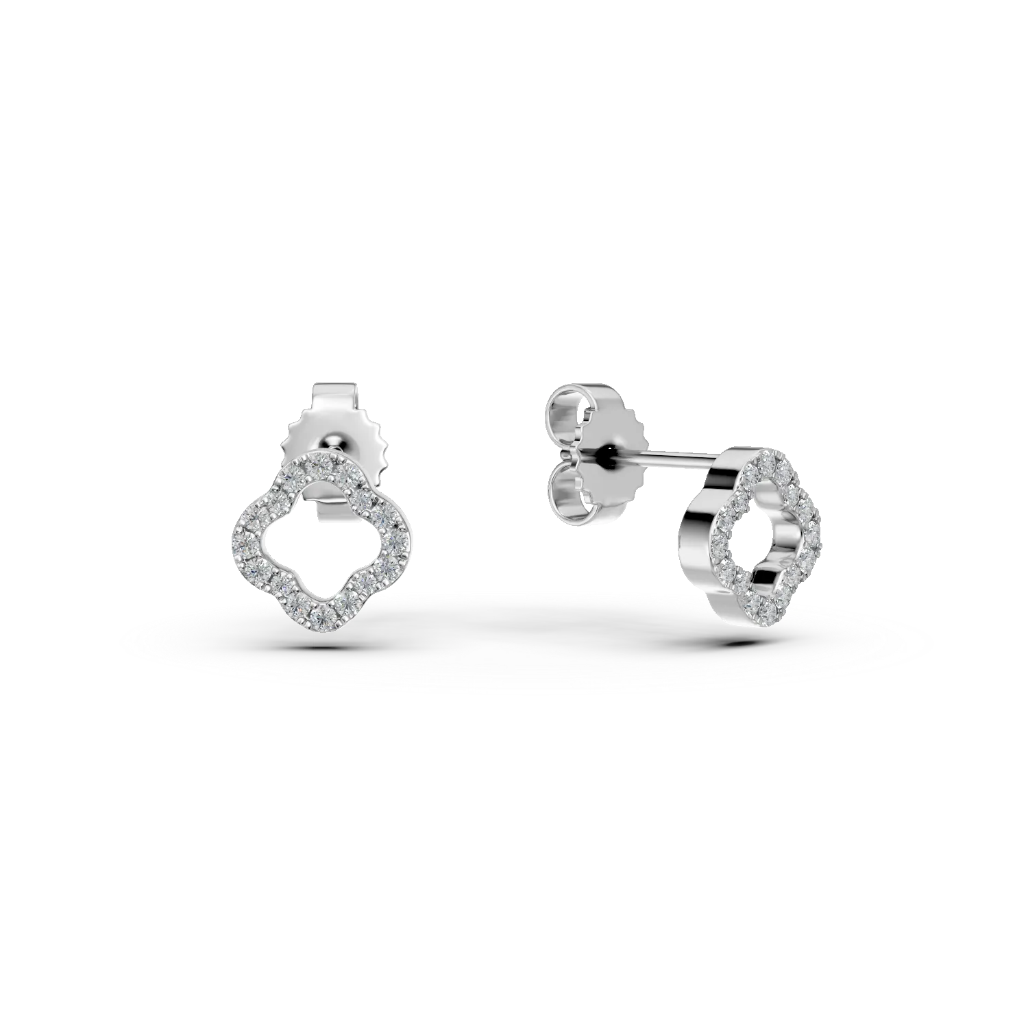 Cercei geometrici din aur alb cu diamante de 0.2ct create in laborator