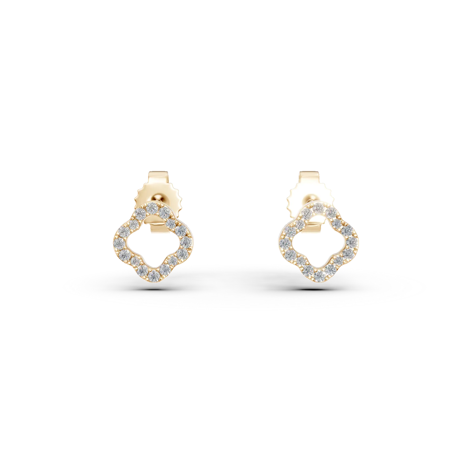 Cercei geometrici din aur galben cu diamante de 0.2ct create in laborator