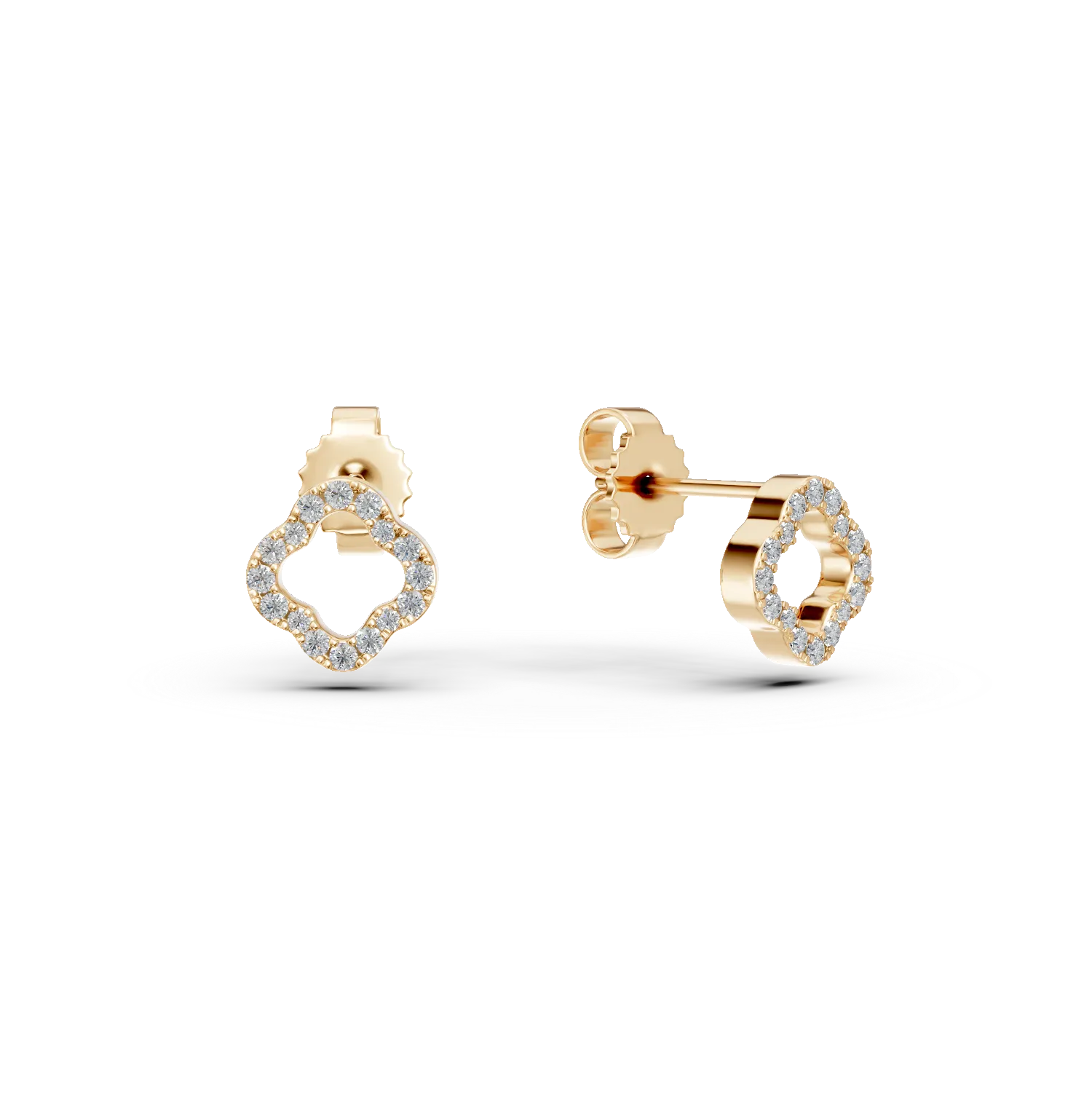 Cercei geometrici din aur galben cu diamante de 0.2ct create in laborator