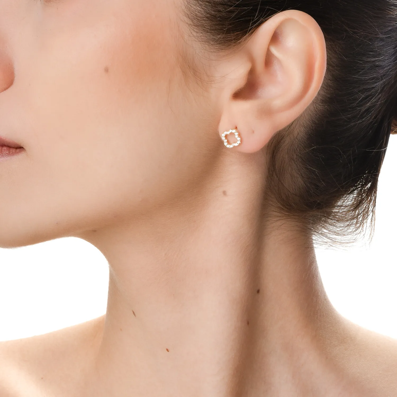 Cercei geometrici din aur galben cu diamante de 0.2ct create in laborator - imagine 3