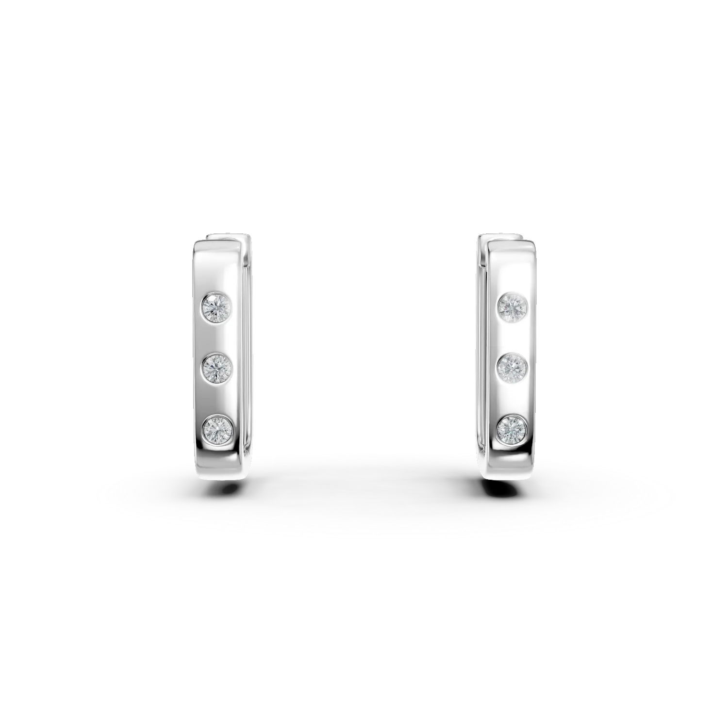 Cercei geometrici din aur alb cu diamante de 0.1ct create in laborator