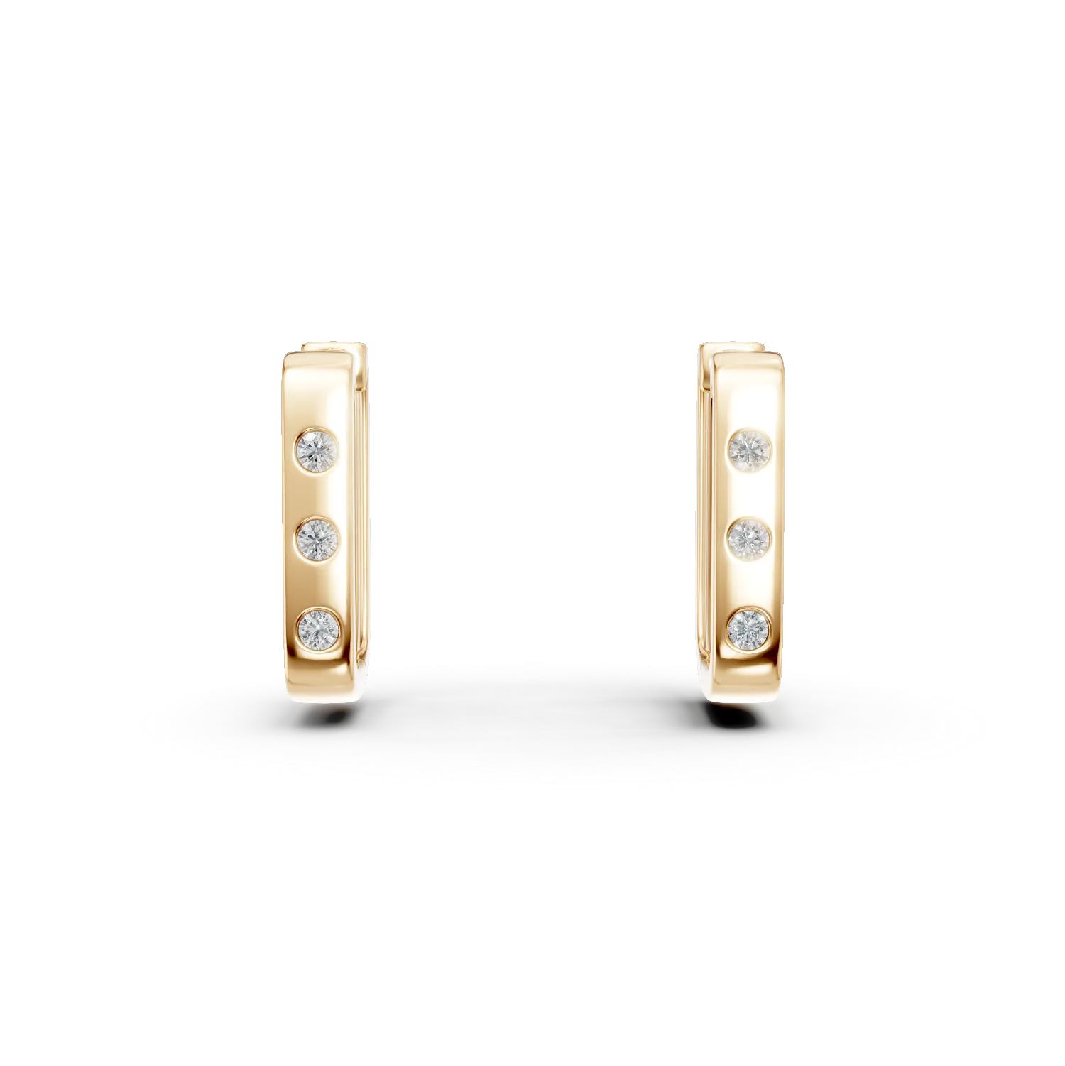 Cercei geometrici din aur galben cu diamante de 0.1ct create in laborator
