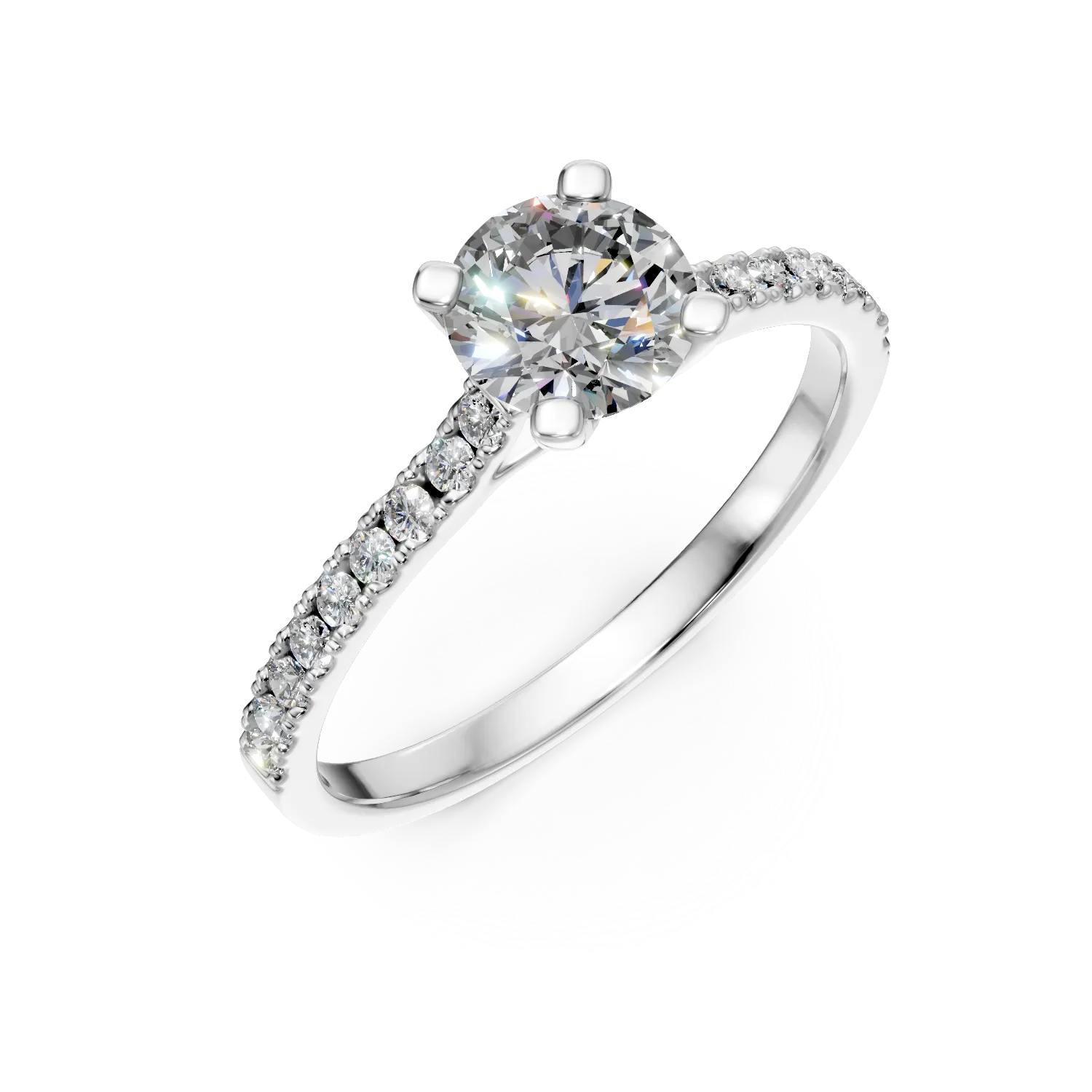 Inel de logodna din aur alb cu diamante de 1.2ct create in laborator