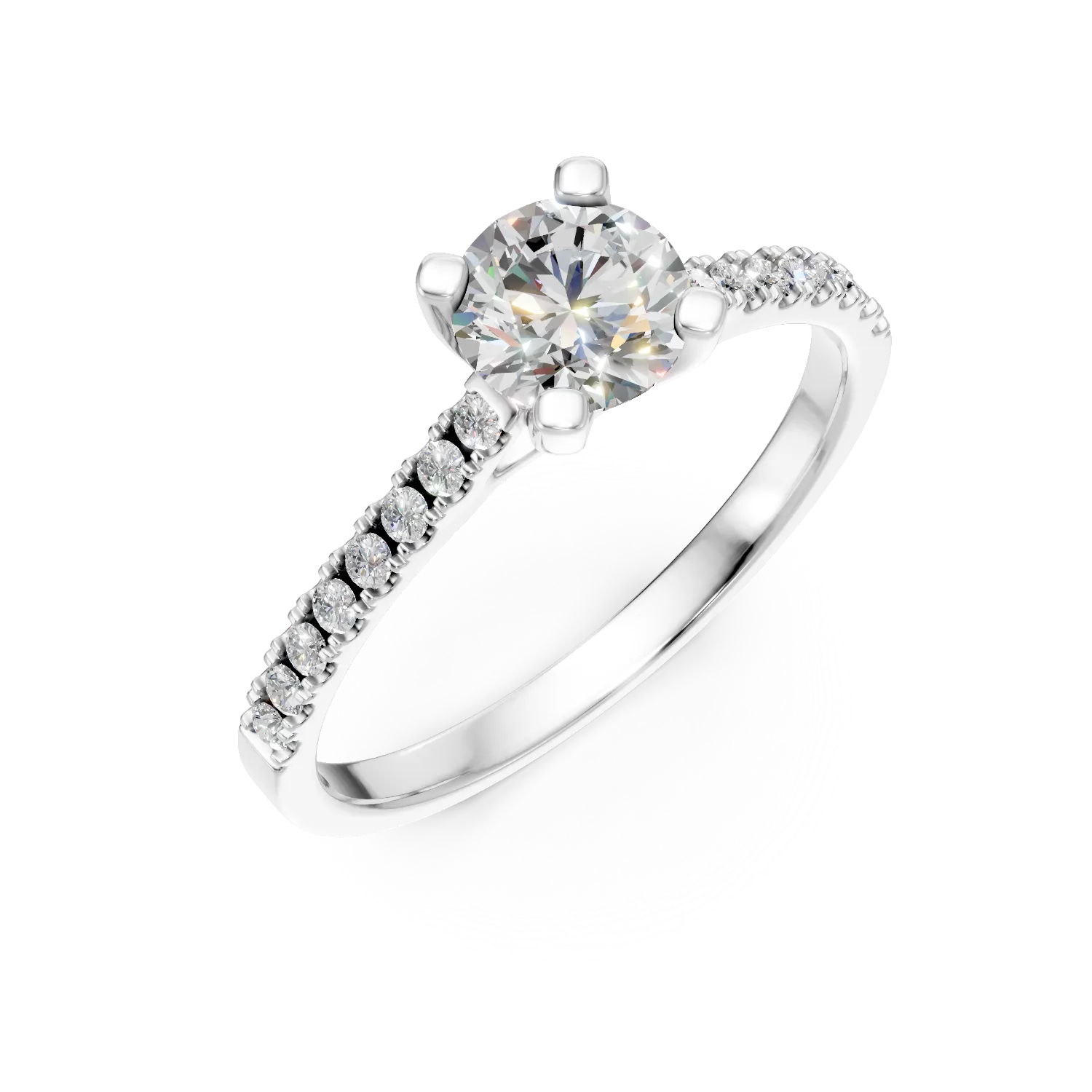 Inel de logodna din aur alb cu diamante de 1.2ct create in laborator
