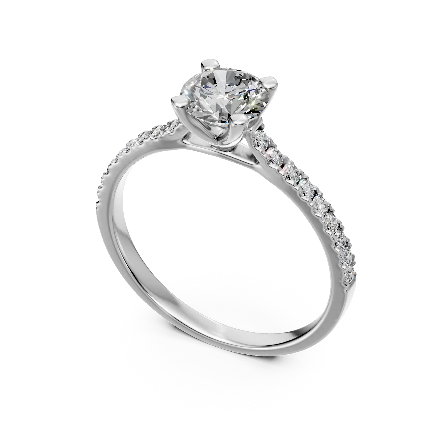 Inel de logodna din aur alb cu diamante de 1.2ct create in laborator
