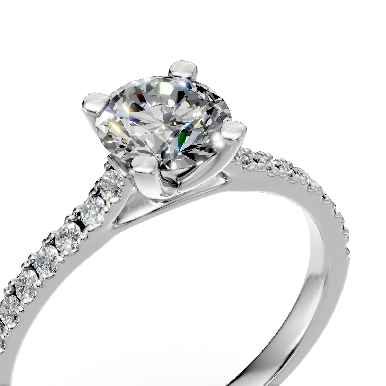 Inel de logodna din aur alb cu diamante de 1.2ct create in laborator