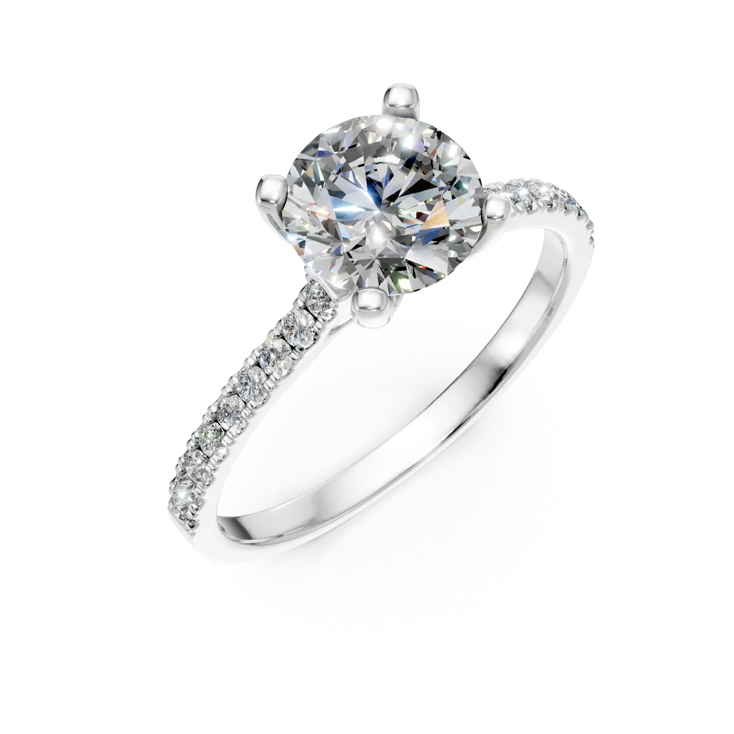 Inel de logodna din aur alb cu diamante de 2.3ct create in laborator