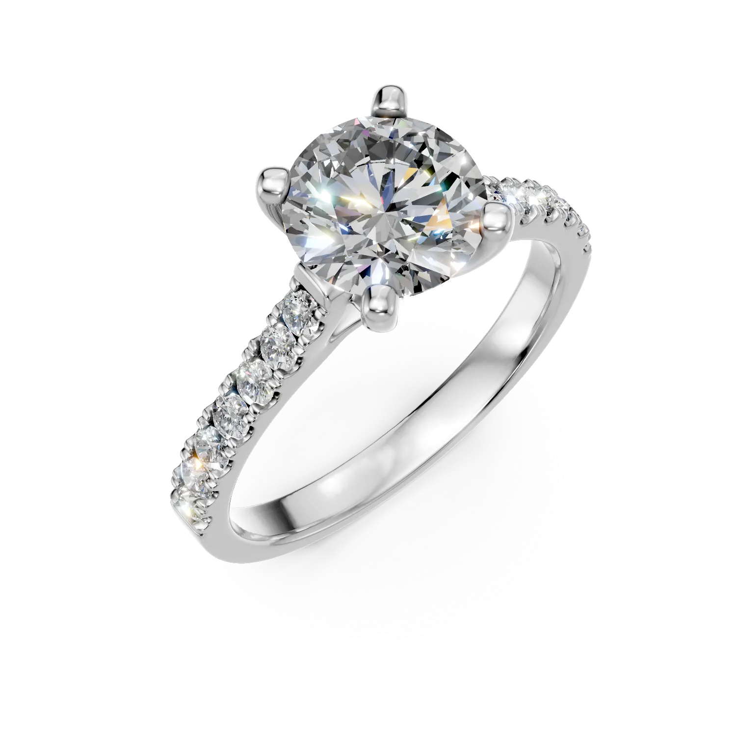 Inel de logodna din aur alb cu diamante de 2.3ct create in laborator