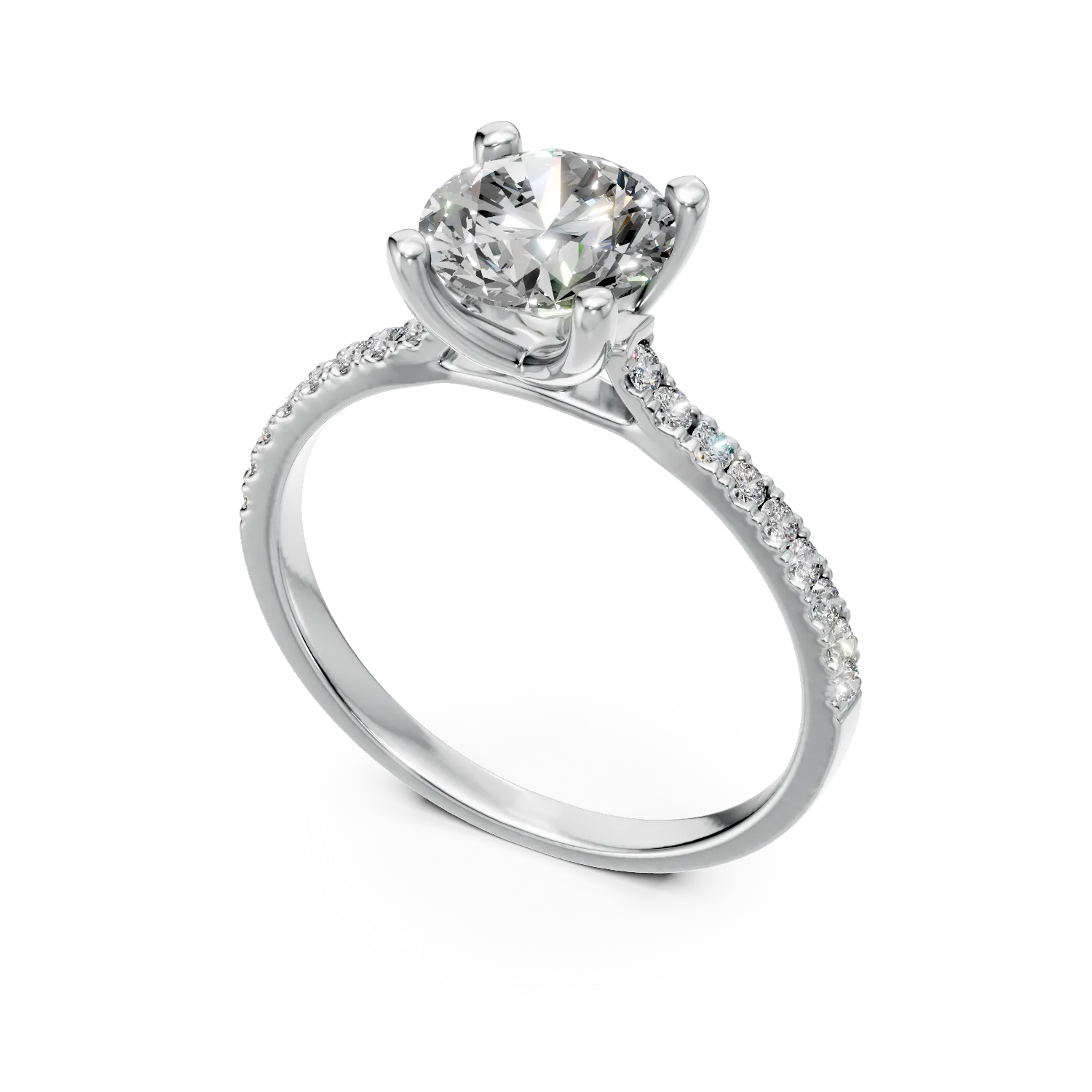 Inel de logodna din aur alb cu diamante de 2.3ct create in laborator