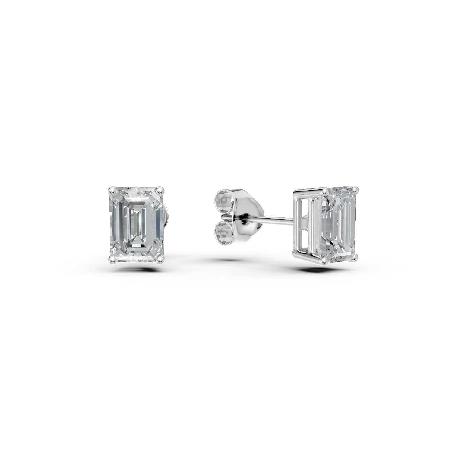 Cercei din aur alb cu diamante solitaire de 3ct create in laborator