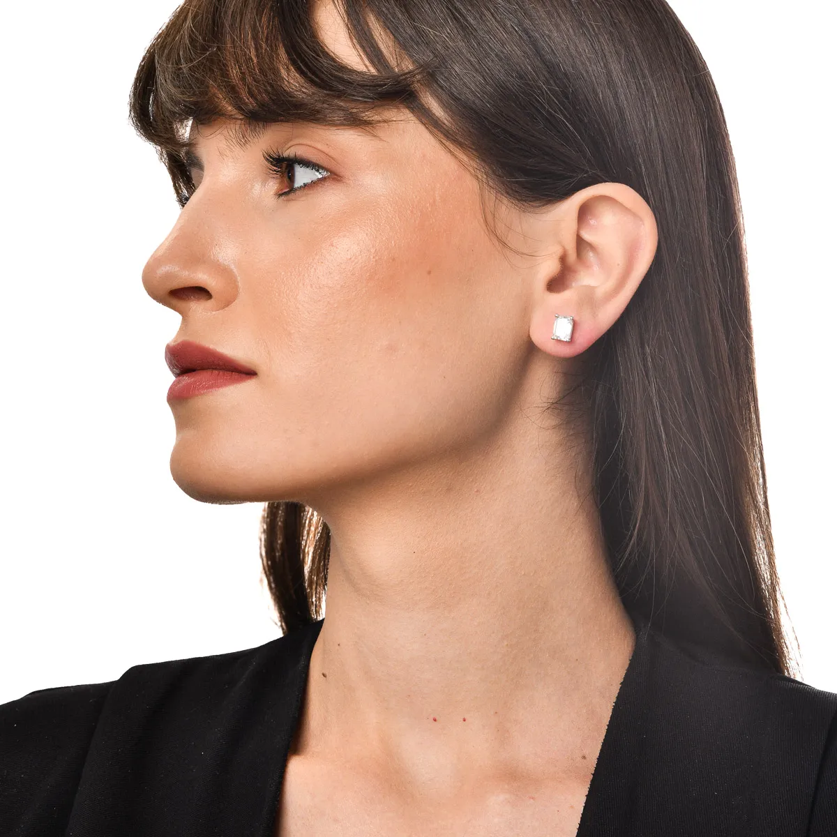 Cercei din aur alb cu diamante solitaire de 3ct create in laborator