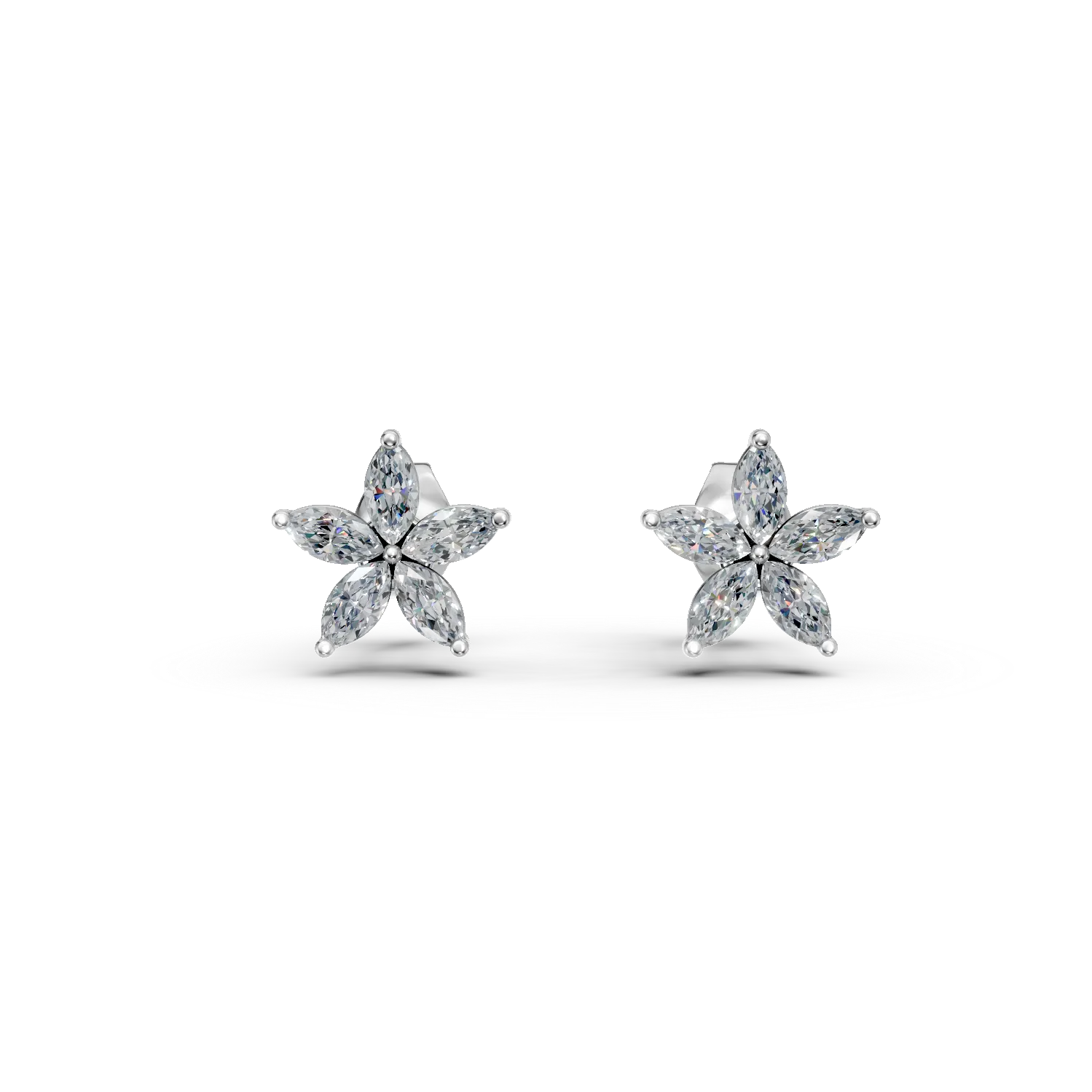 Cercei florali din aur alb cu diamante de 1.12ct create in laborator