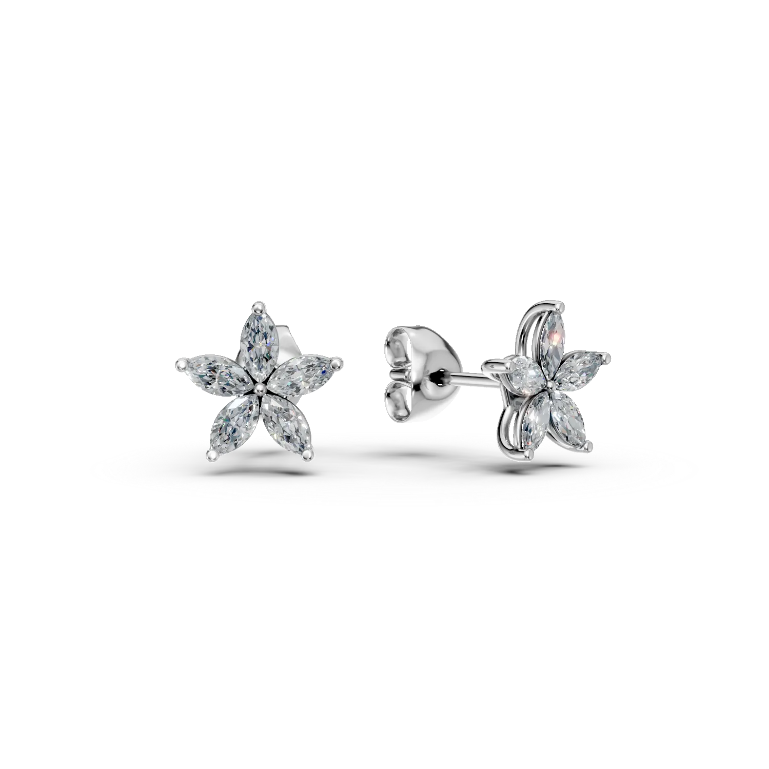 Cercei florali din aur alb cu diamante de 1.12ct create in laborator