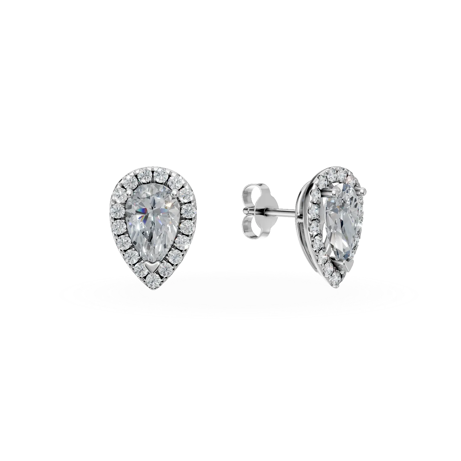 Cercei lacrima din aur alb cu diamante de 1.95ct create in laborator