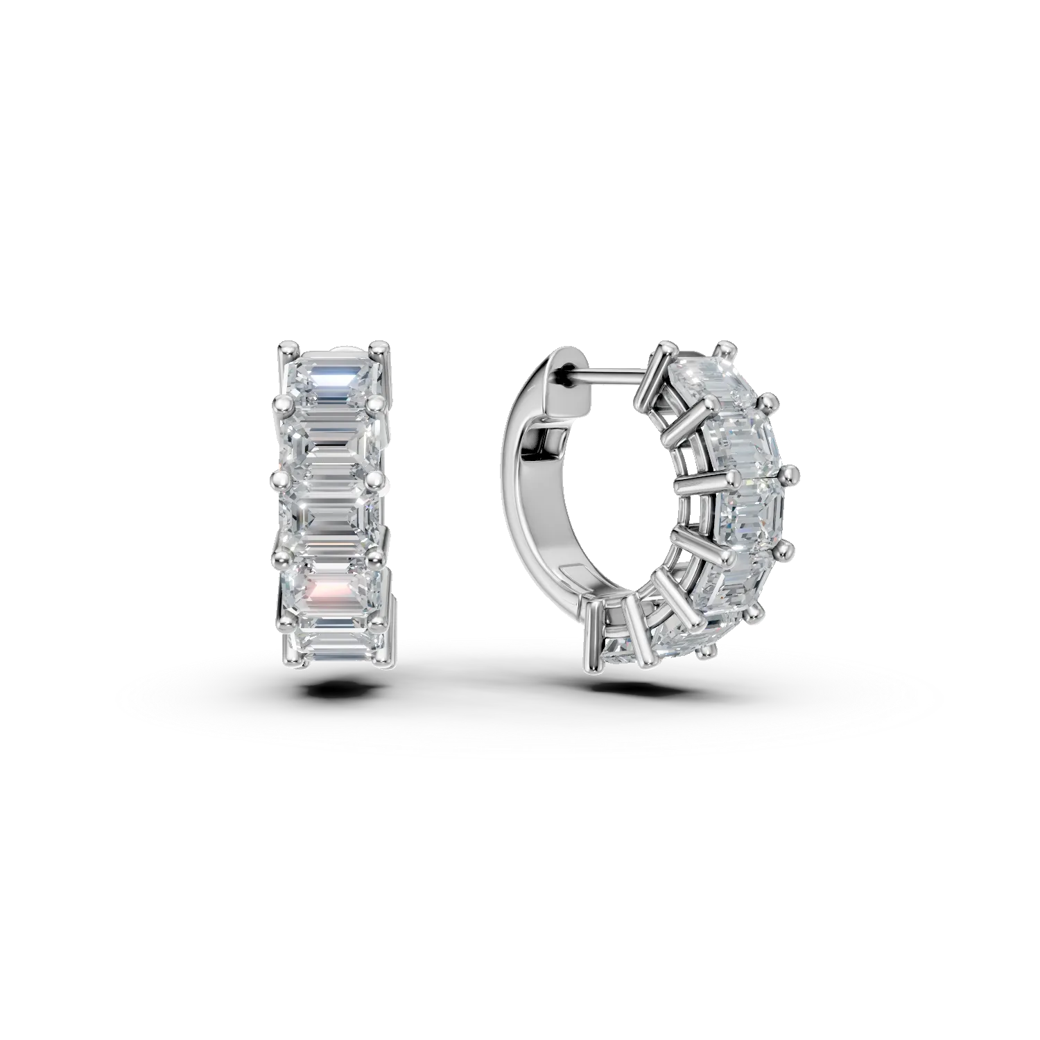 Cercei creole din aur alb cu diamante de 3.31ct create in laborator