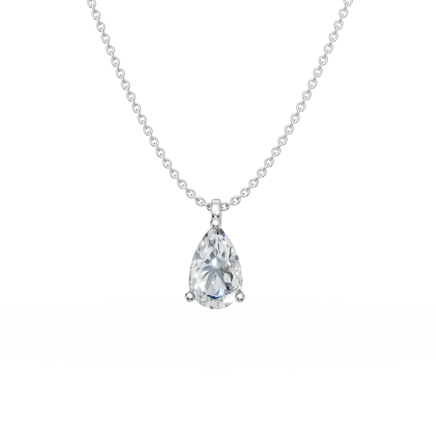Lant cu pandantiv din aur alb cu diamant de 0.5ct creat in laborator