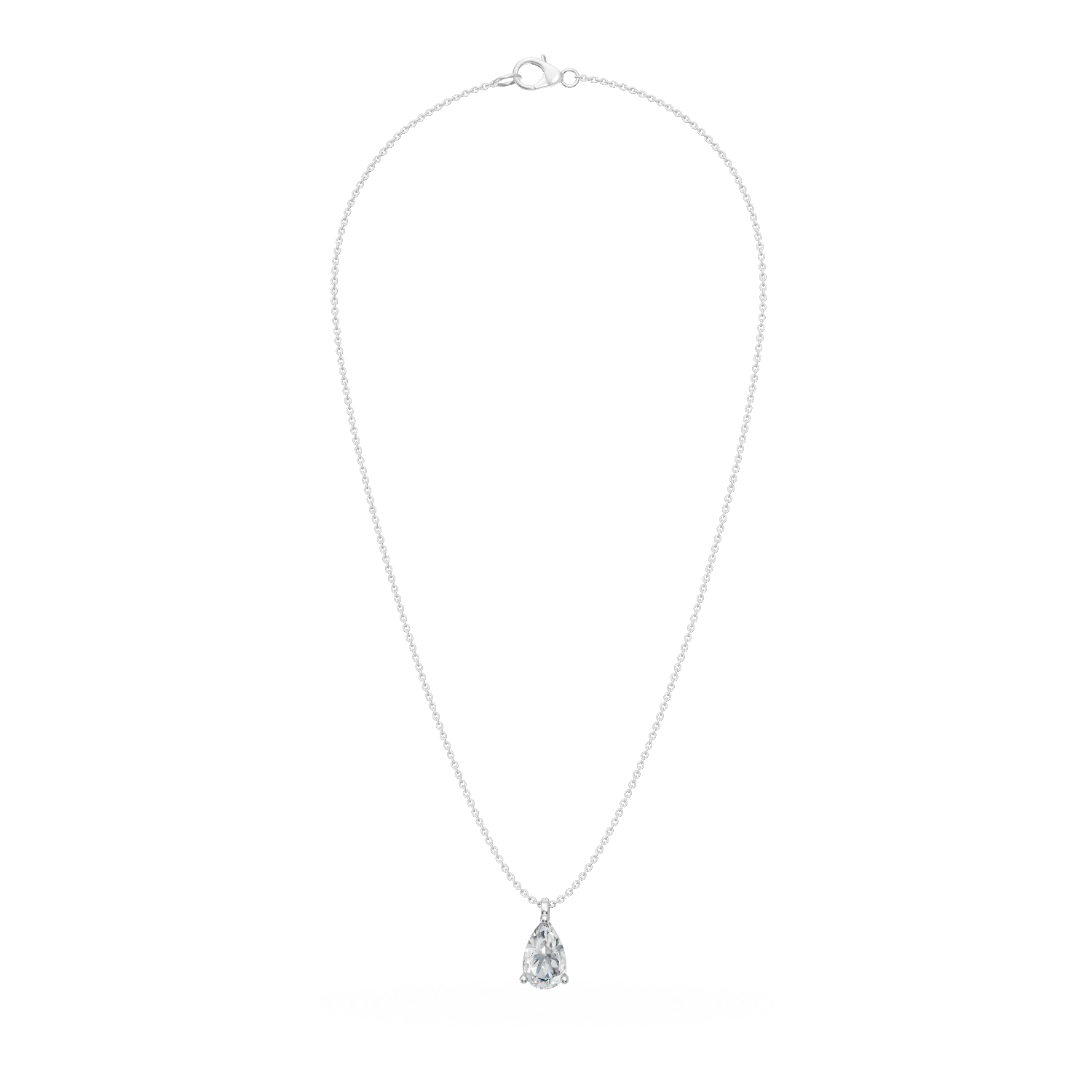 Lant cu pandantiv din aur alb cu diamant de 0.5ct creat in laborator