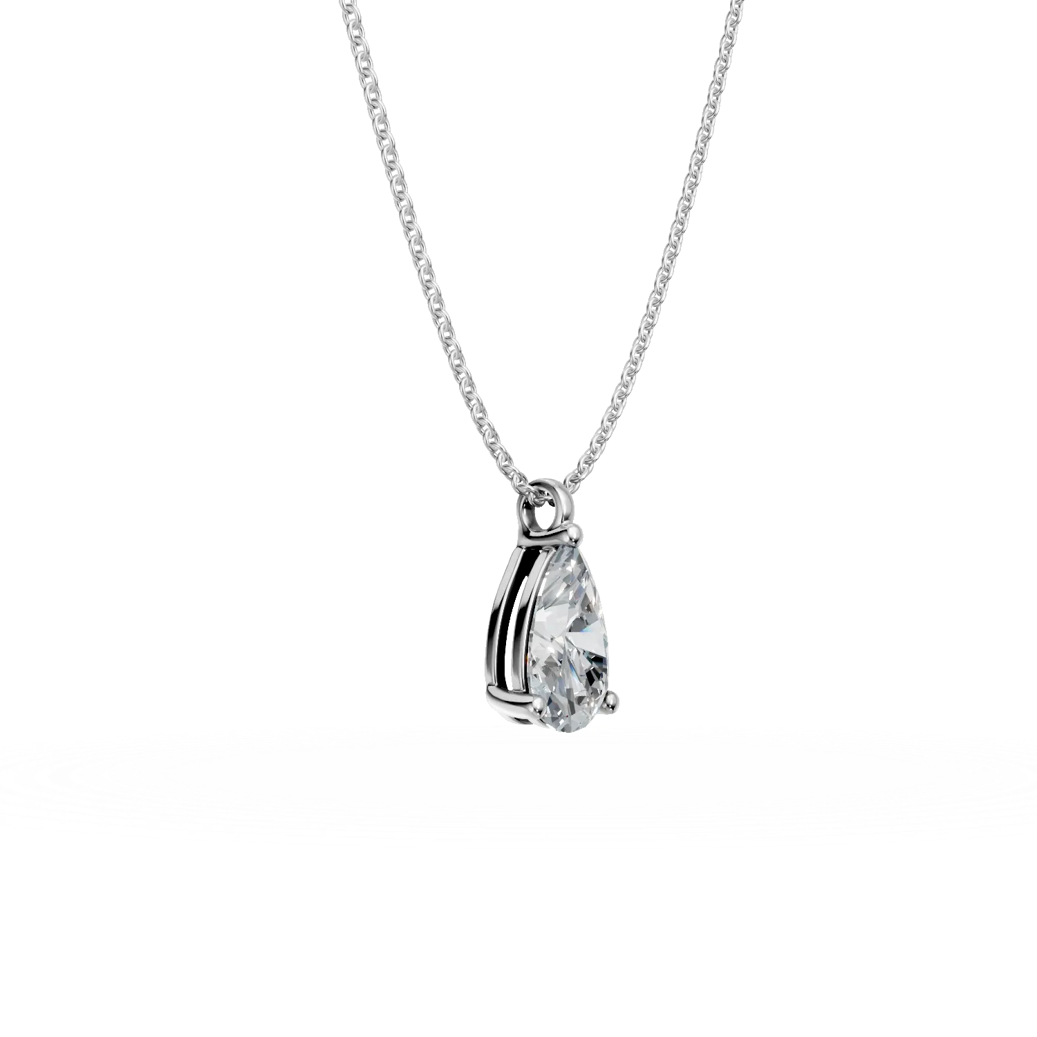 Lant cu pandantiv din aur alb cu diamant de 0.5ct creat in laborator