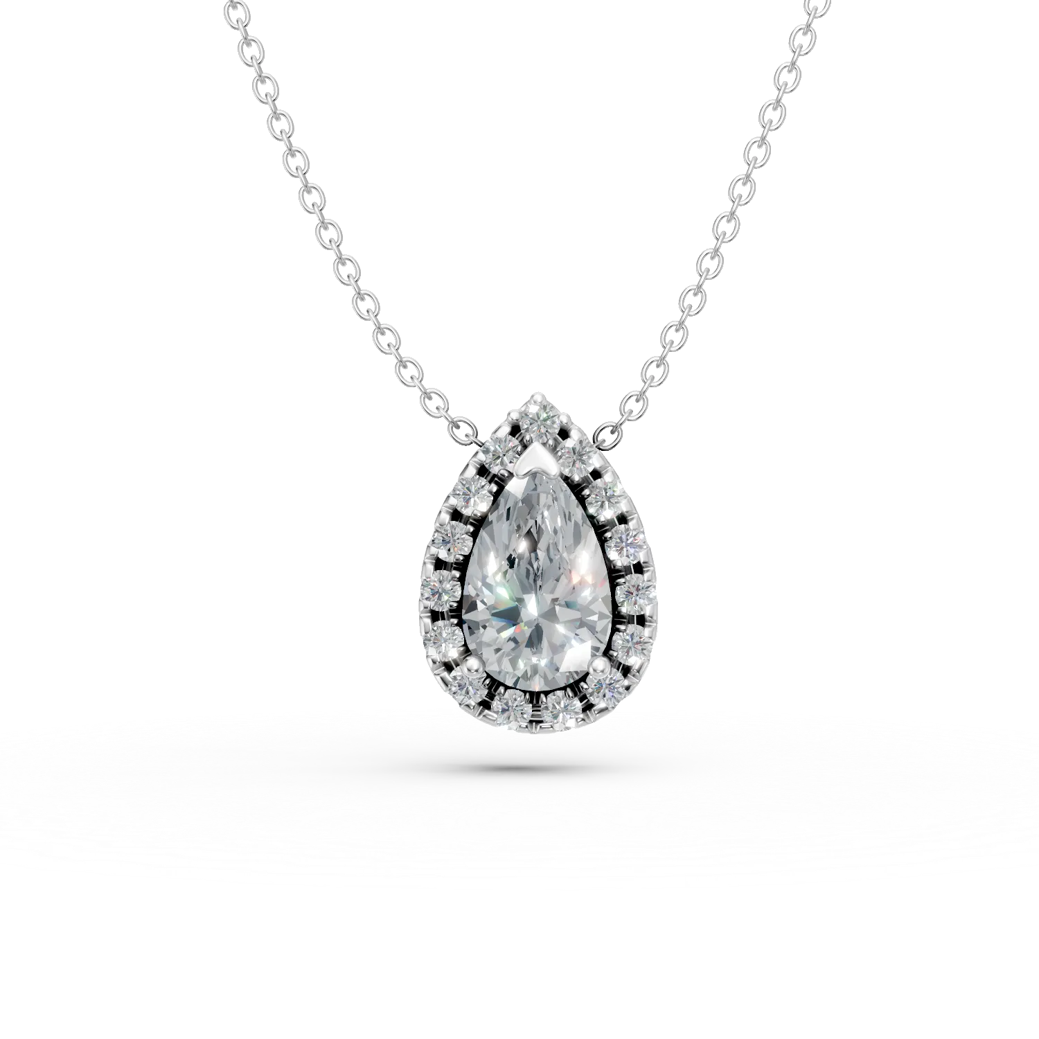 Lant cu pandantiv din aur alb cu diamante de 1.03ct create in laborator