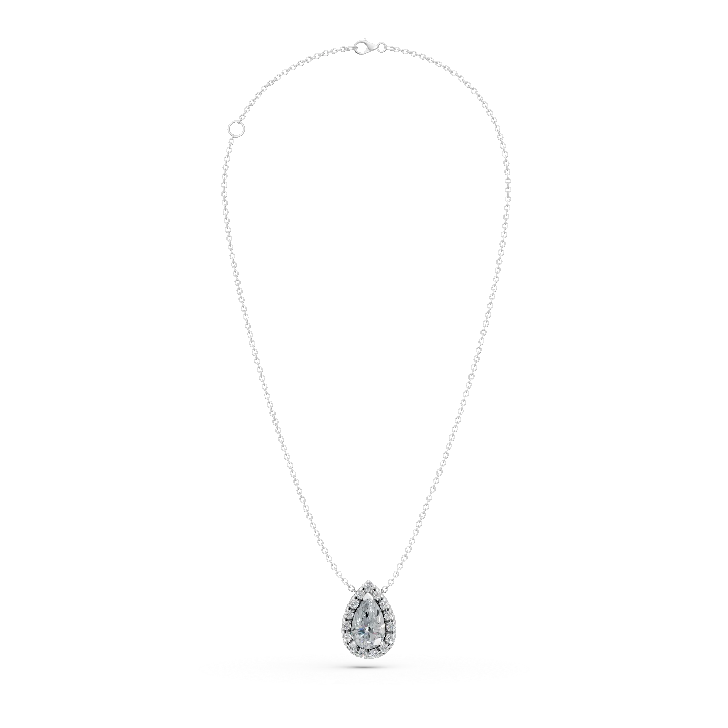 Lant cu pandantiv din aur alb cu diamante de 1.03ct create in laborator