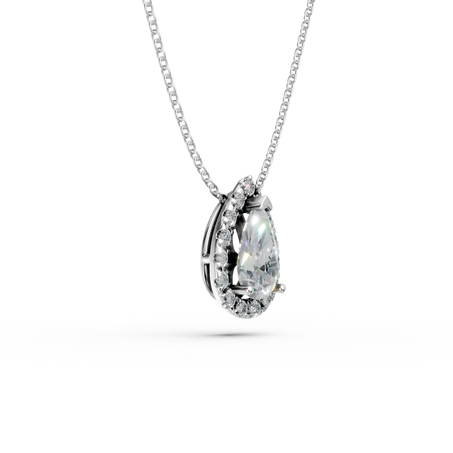 Lant cu pandantiv din aur alb cu diamante de 1.03ct create in laborator
