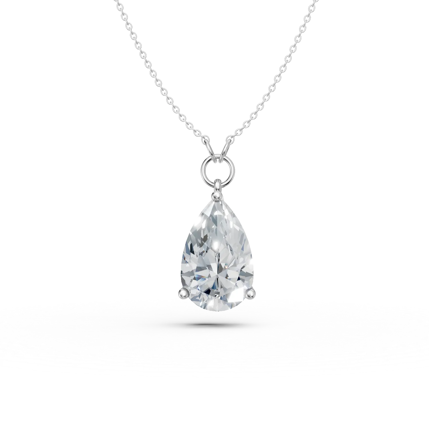Lant cu pandantiv din aur alb cu diamant de 2ct creat in laborator
