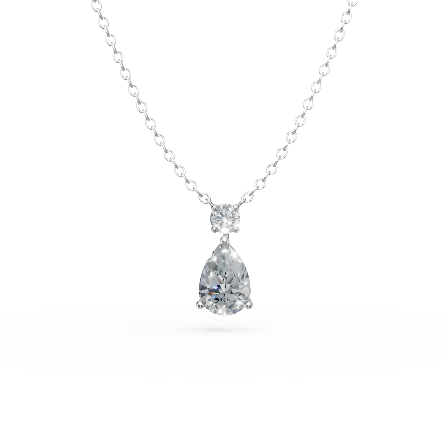 Lant cu pandantiv din aur alb cu diamante de 1.14ct create in laborator