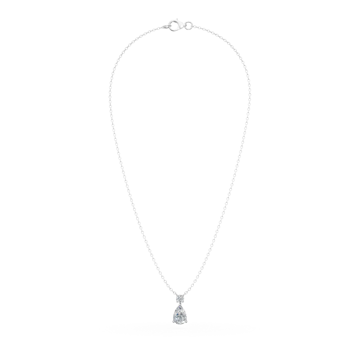 Lant cu pandantiv din aur alb cu diamante de 1.14ct create in laborator
