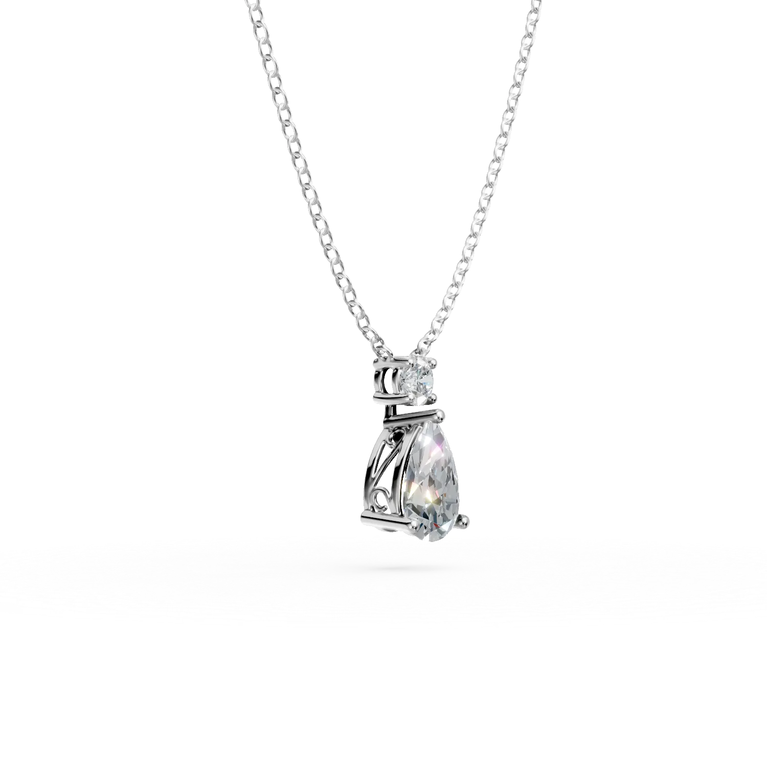 Lant cu pandantiv din aur alb cu diamante de 1.14ct create in laborator